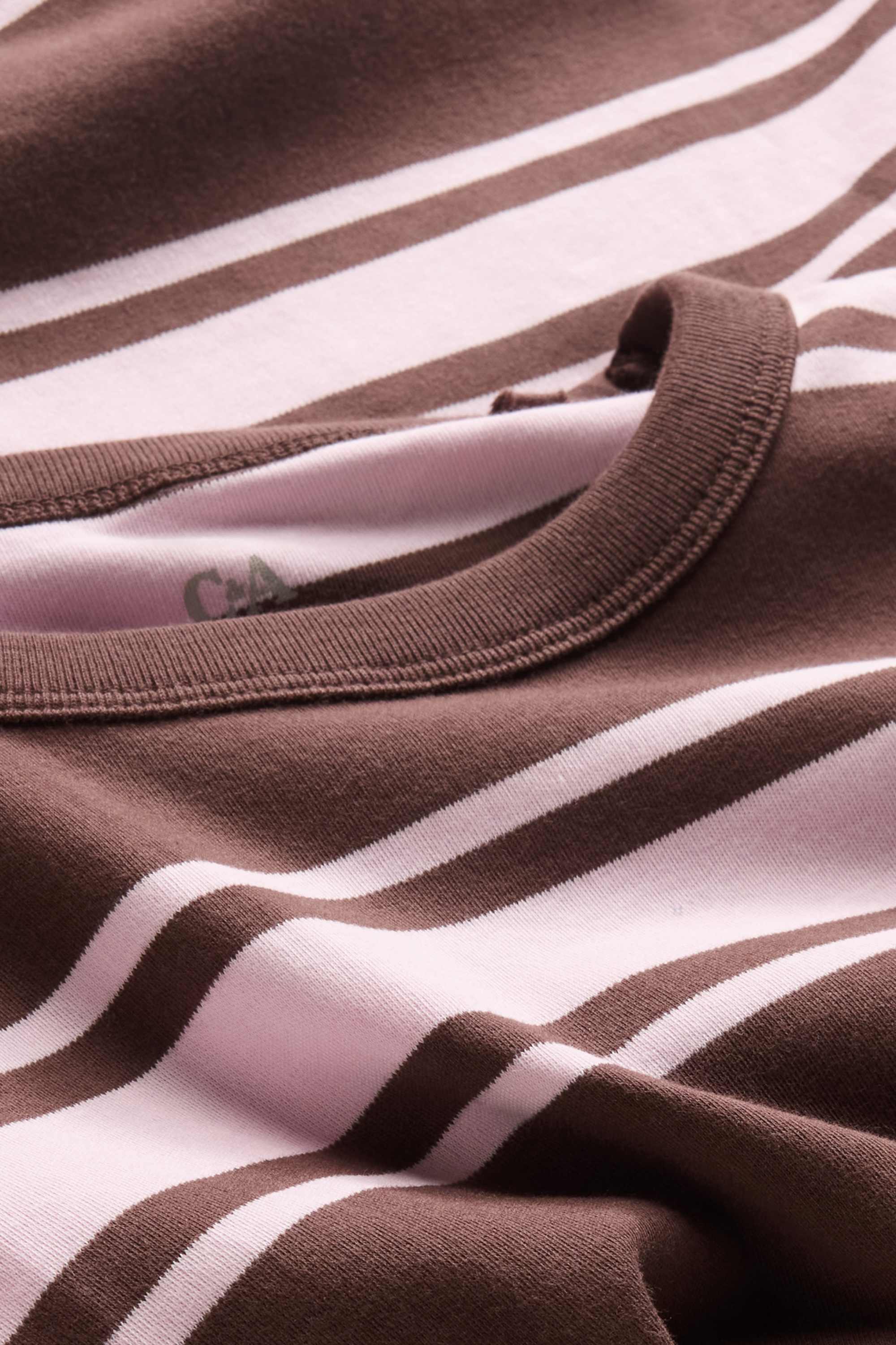 T-shirt - oversized - striped brown / rose