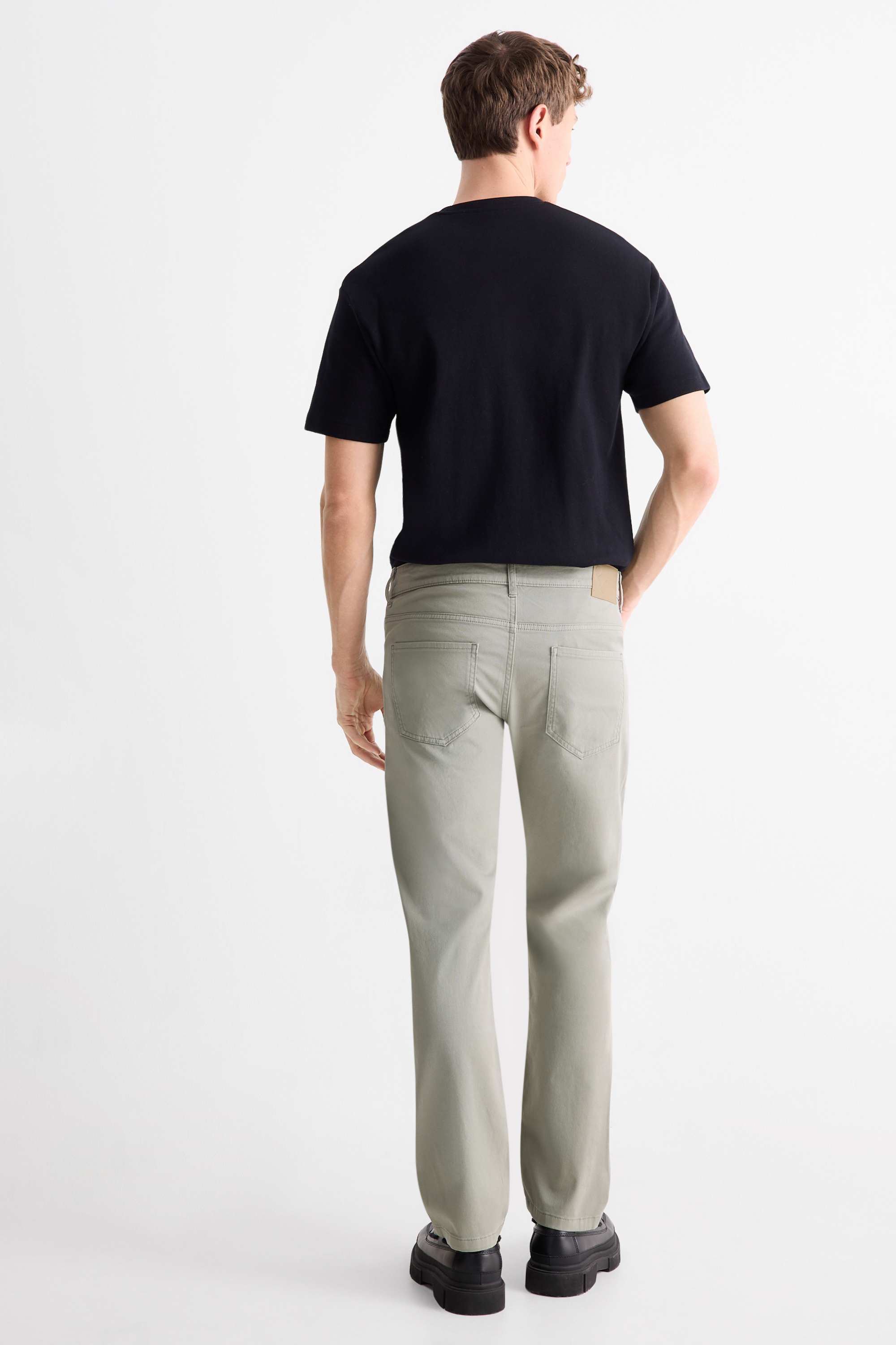 Trousers - slim fit - textured light green