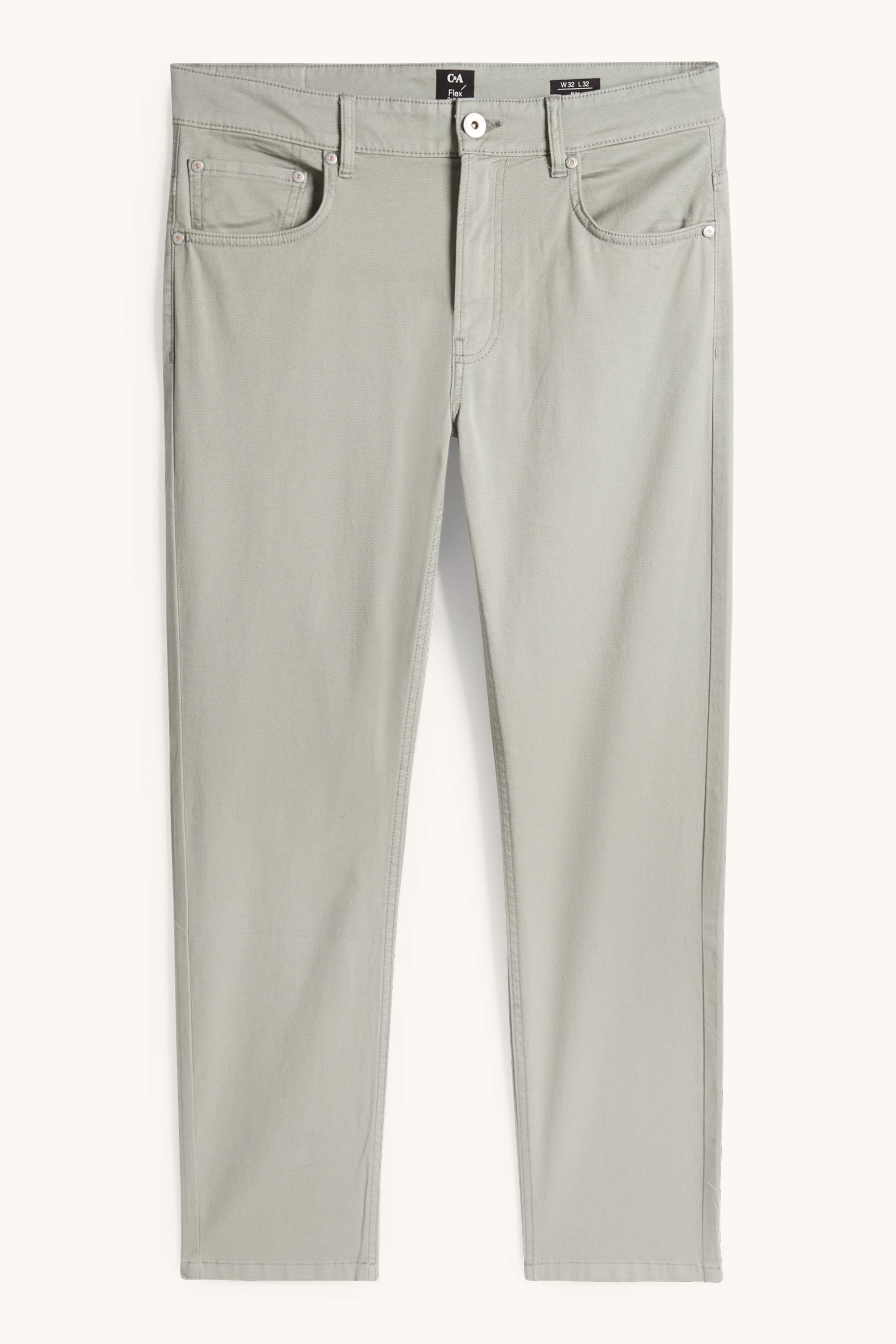 Trousers - slim fit - textured light green