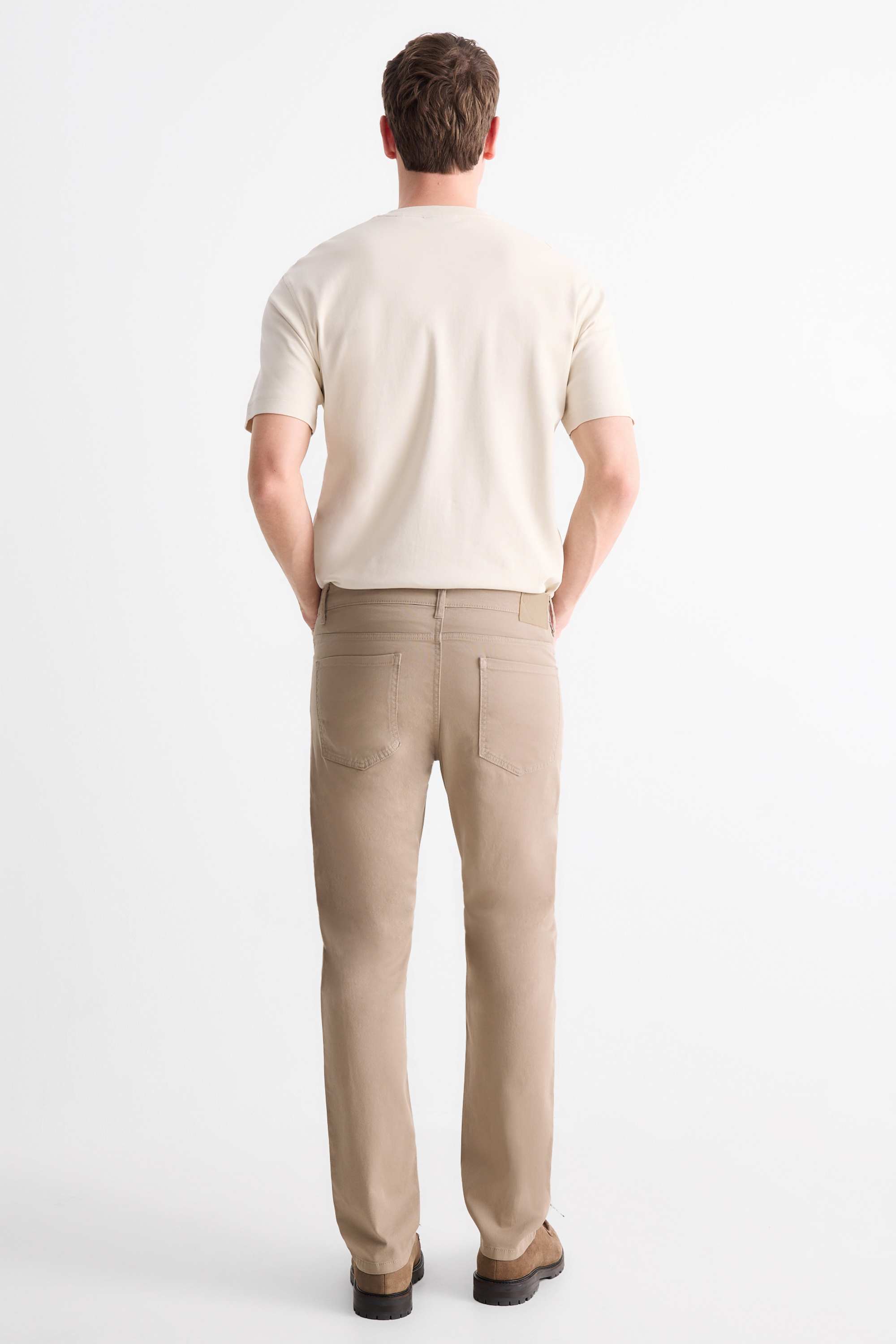 Trousers - slim fit - textured taupe