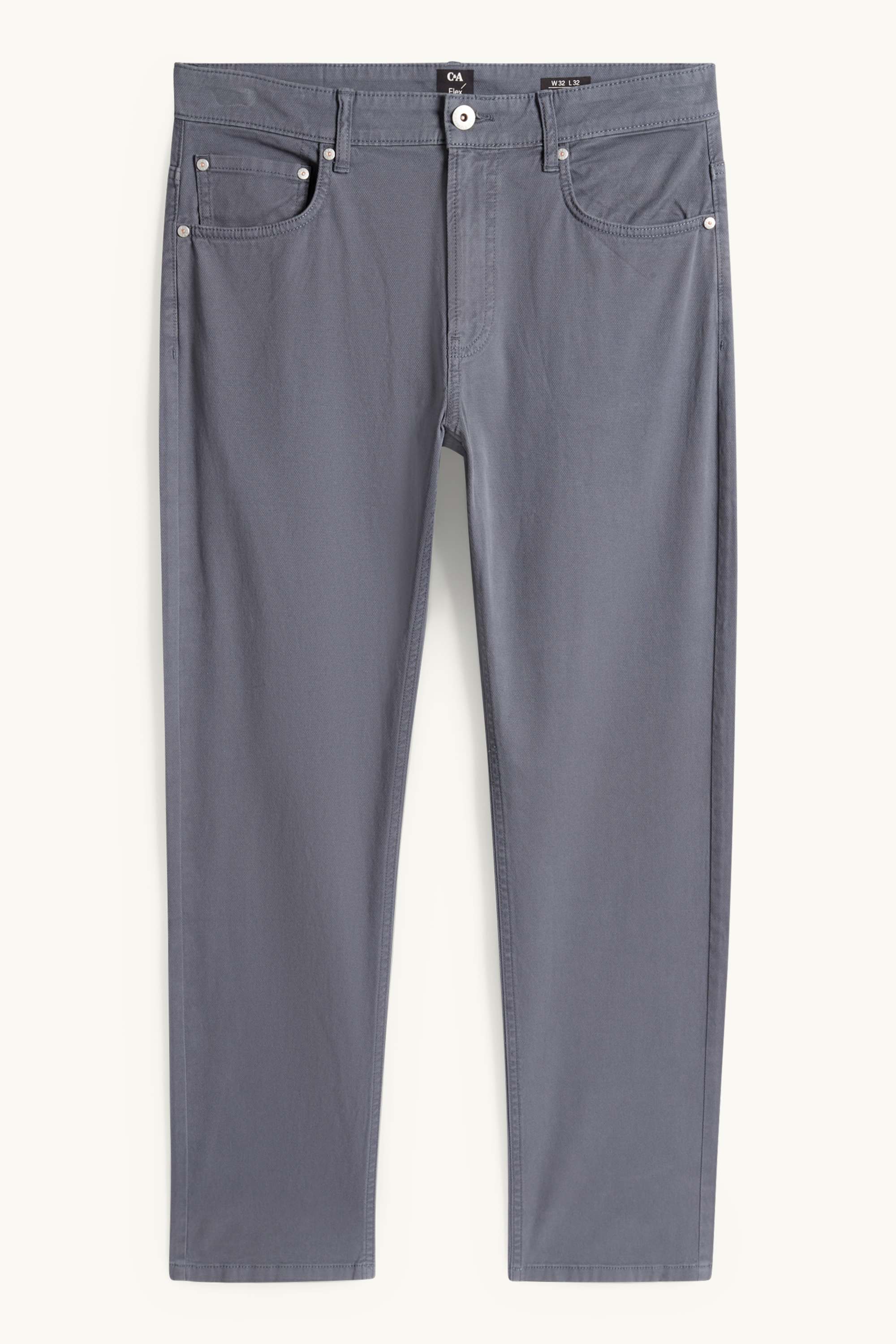 Trousers - slim fit - textured dark gray