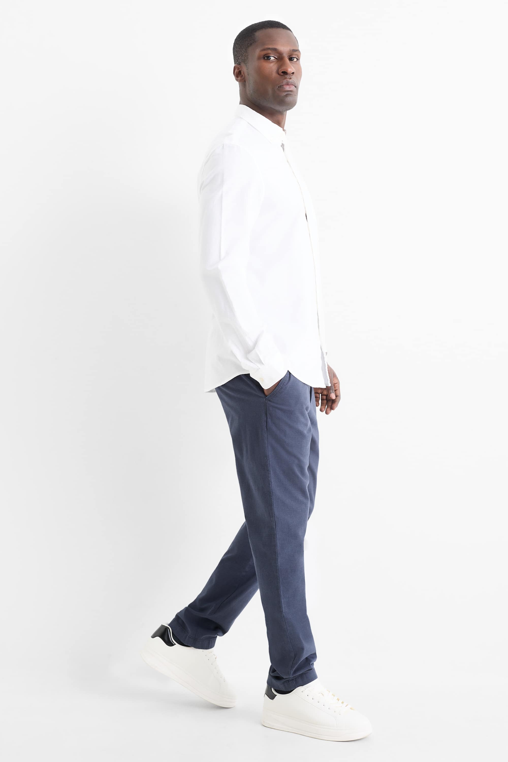 Chinos - slim fit - textured dark blue