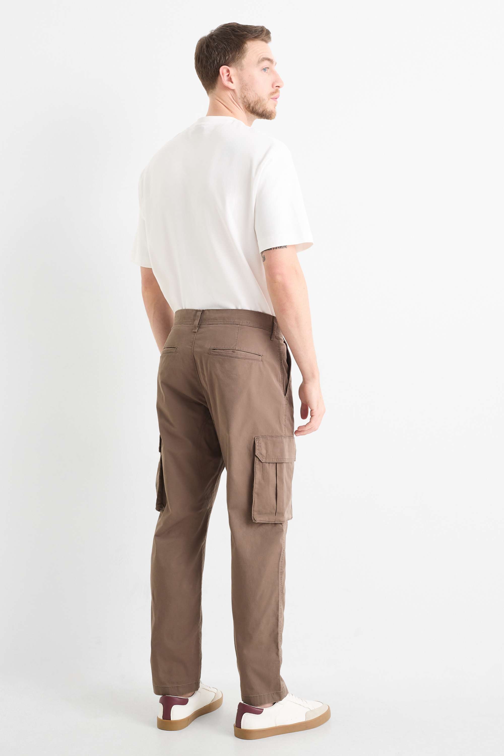 Cargo trousers - tapered fit brown
