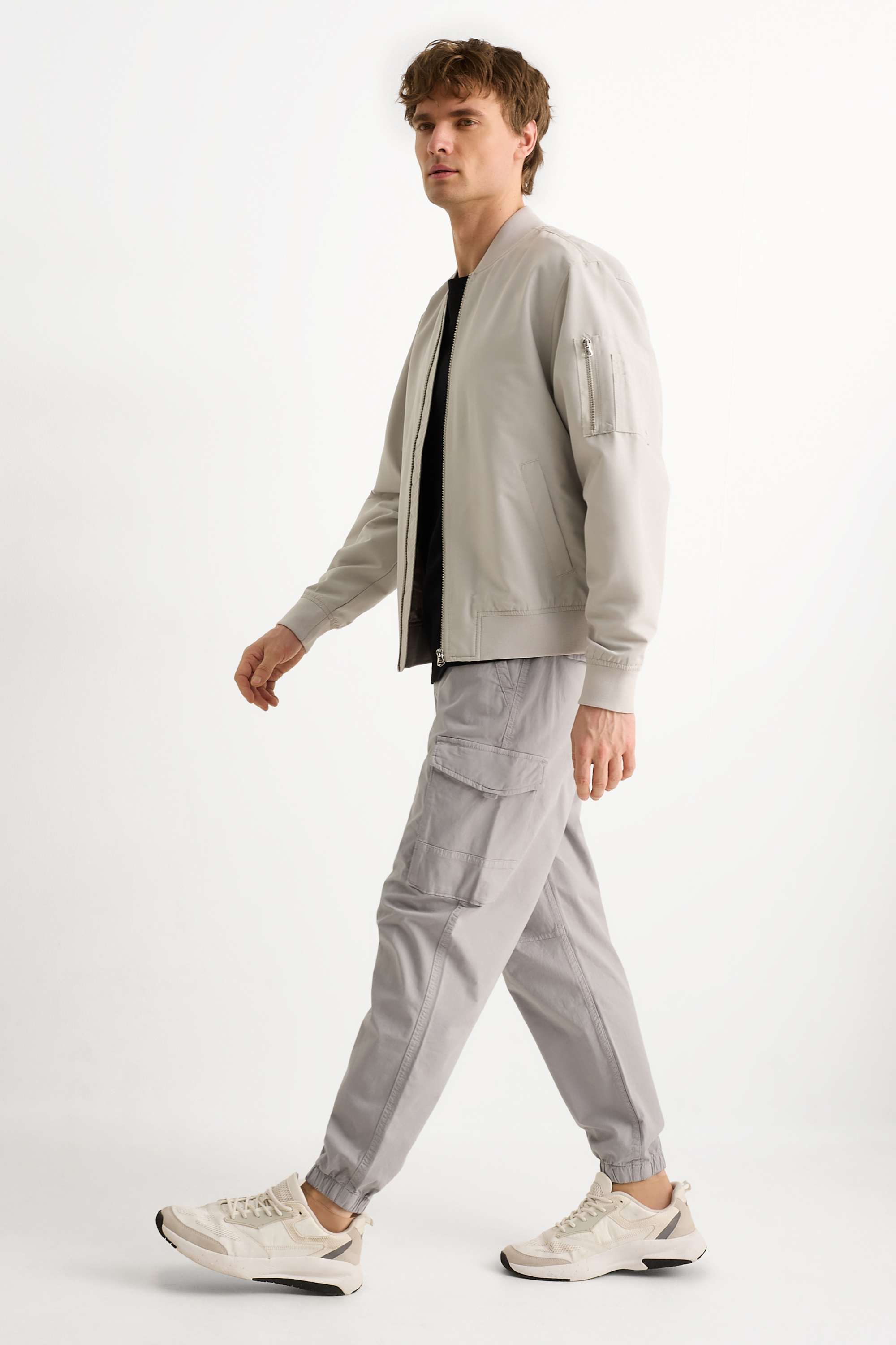 Cargo trousers - relaxed fit light gray