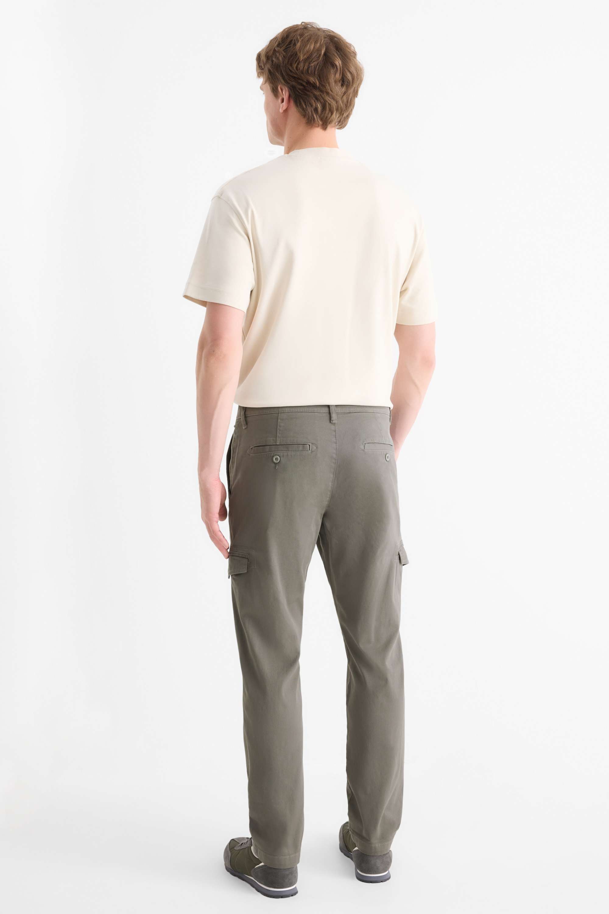 Cargo trousers - tapered fit - textured dark gray