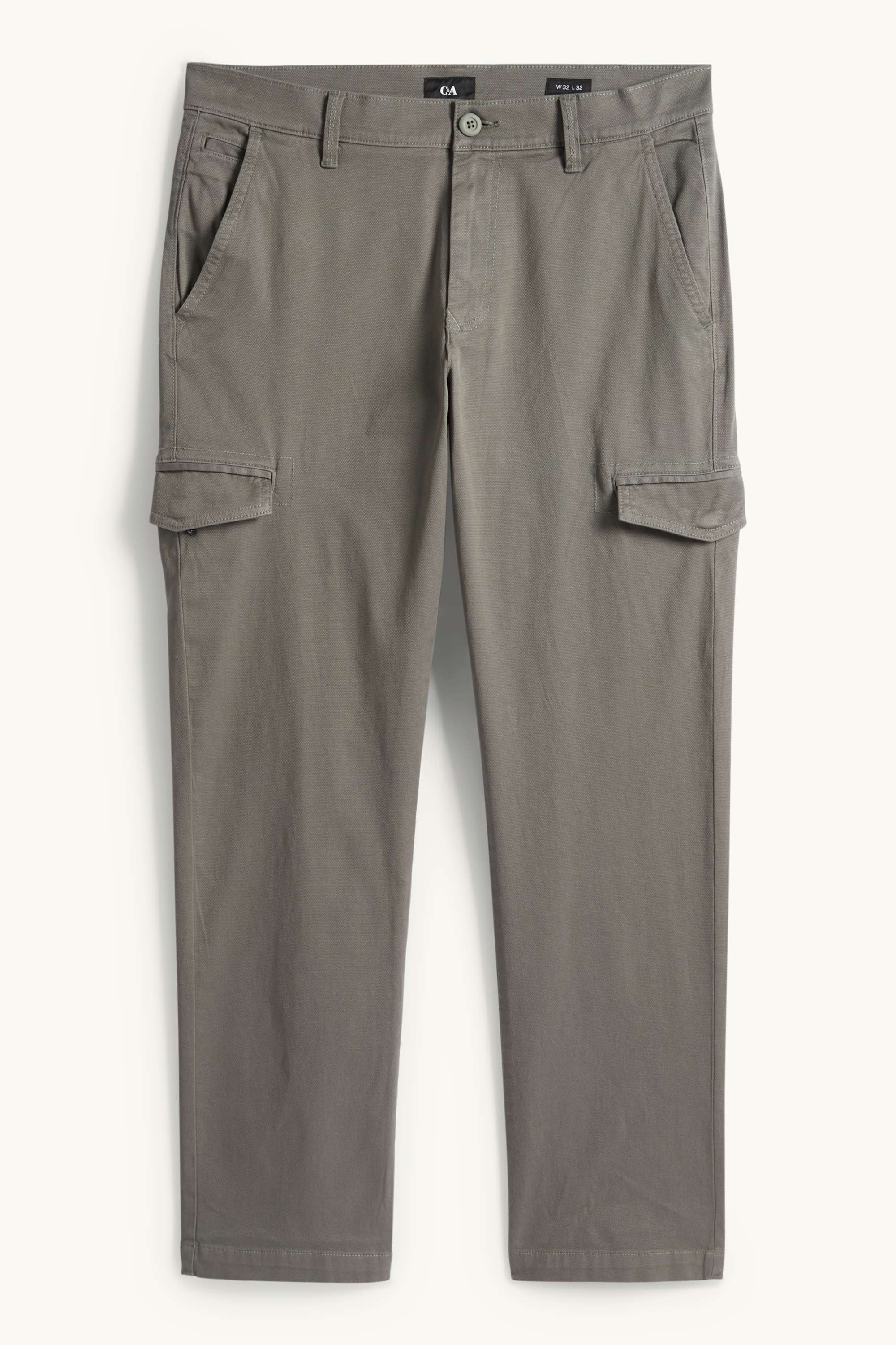 Cargo trousers - tapered fit - textured dark gray