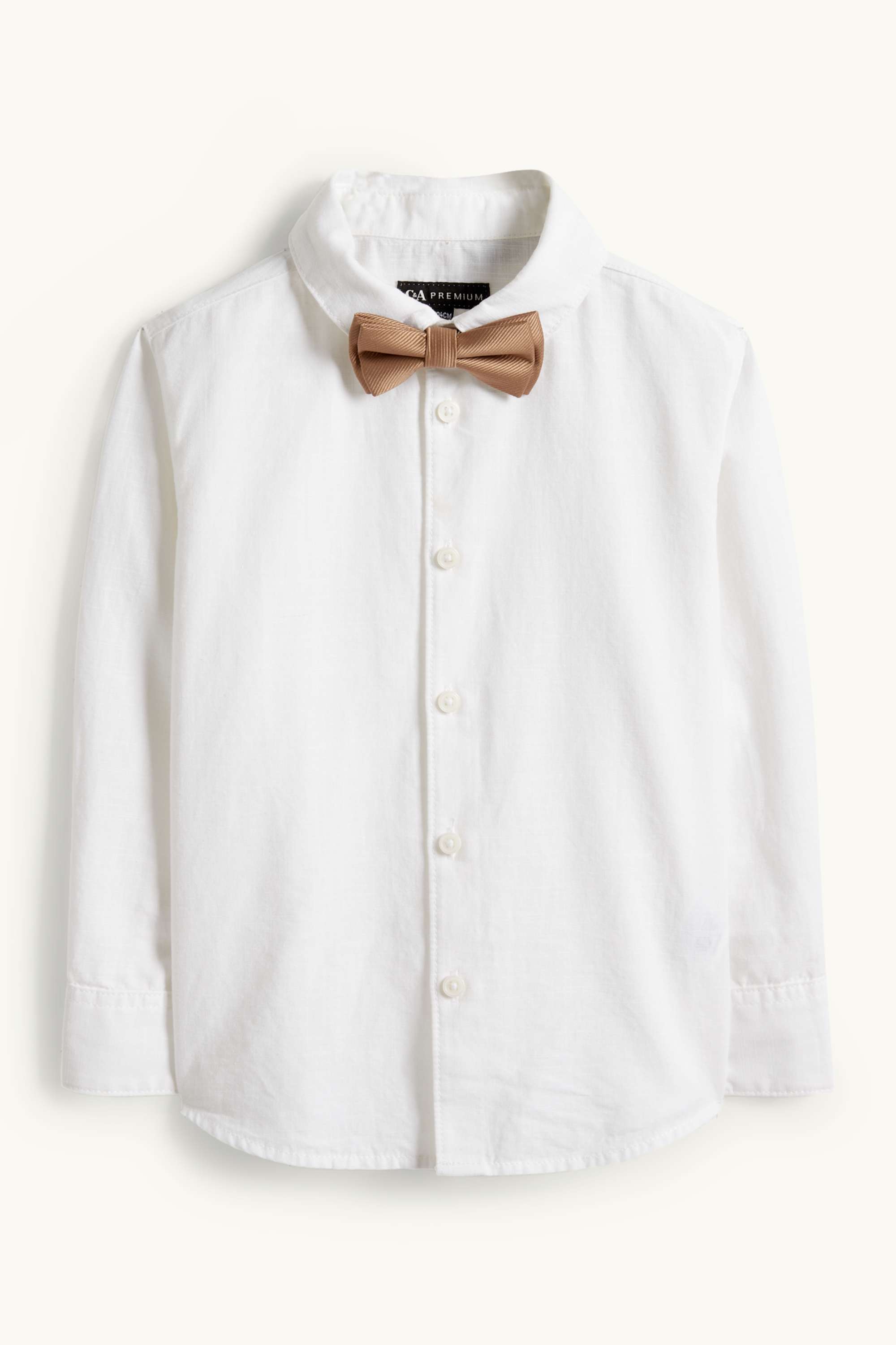 Set - shirt, waistcoat and bow tie - 3 piece - party light beige