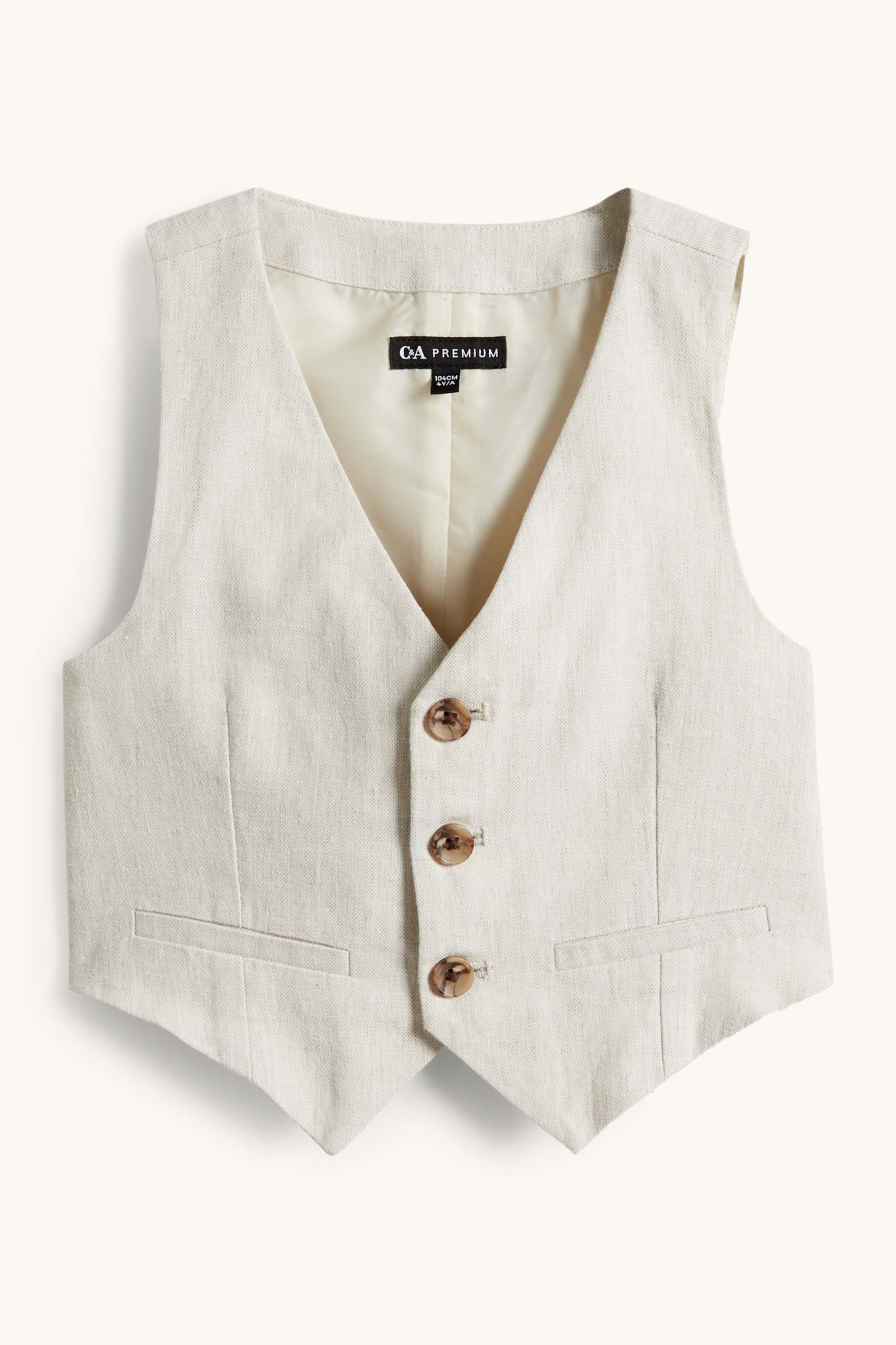 Set - shirt, waistcoat and bow tie - 3 piece - party light beige