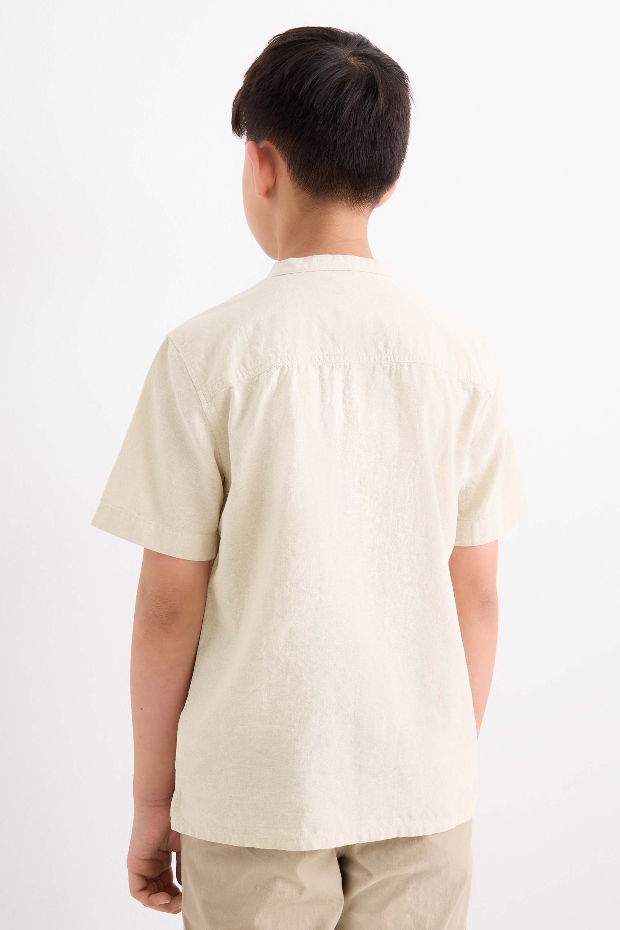 Shirt with linen content beige