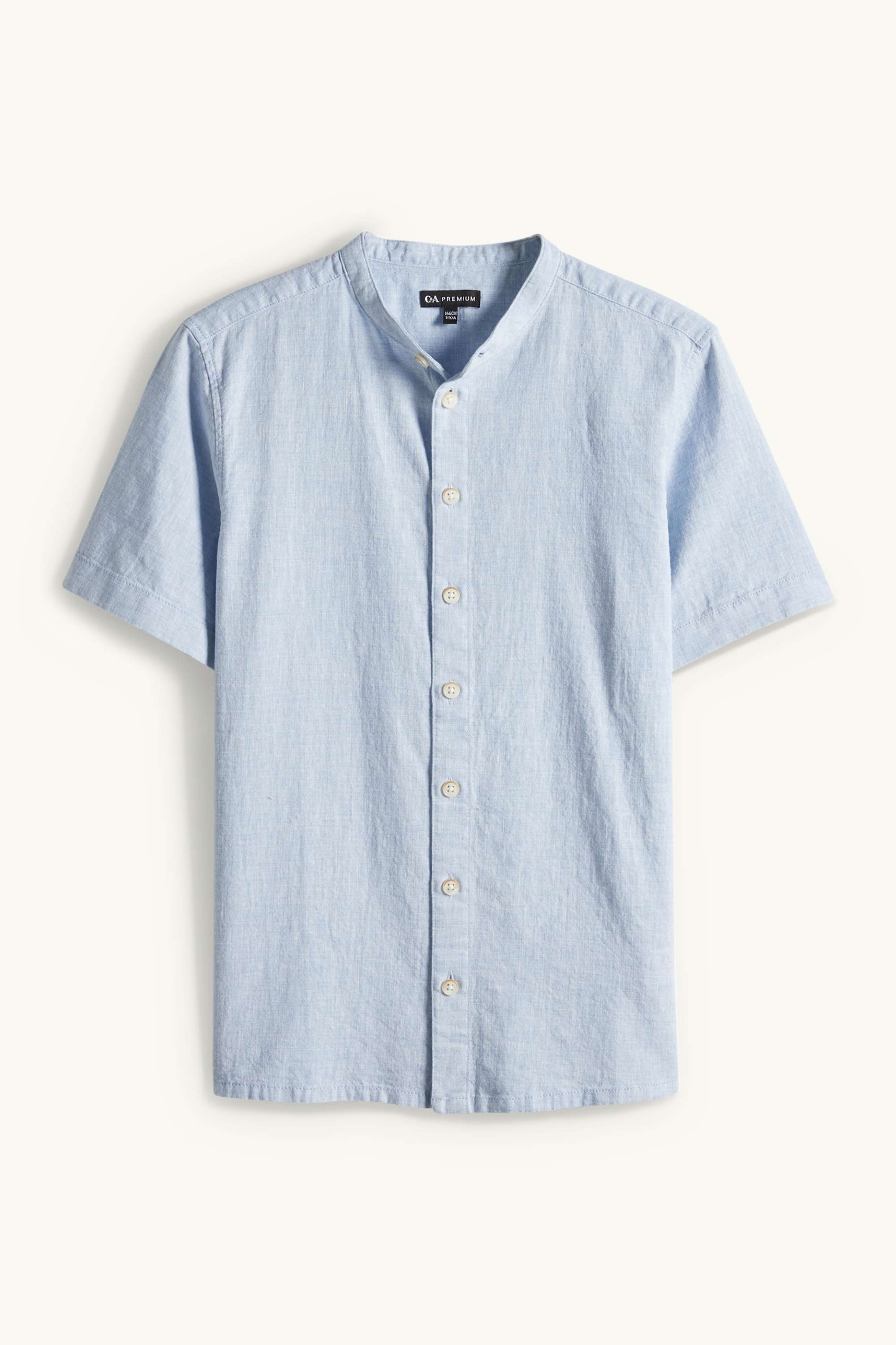 Shirt with linen content light blue