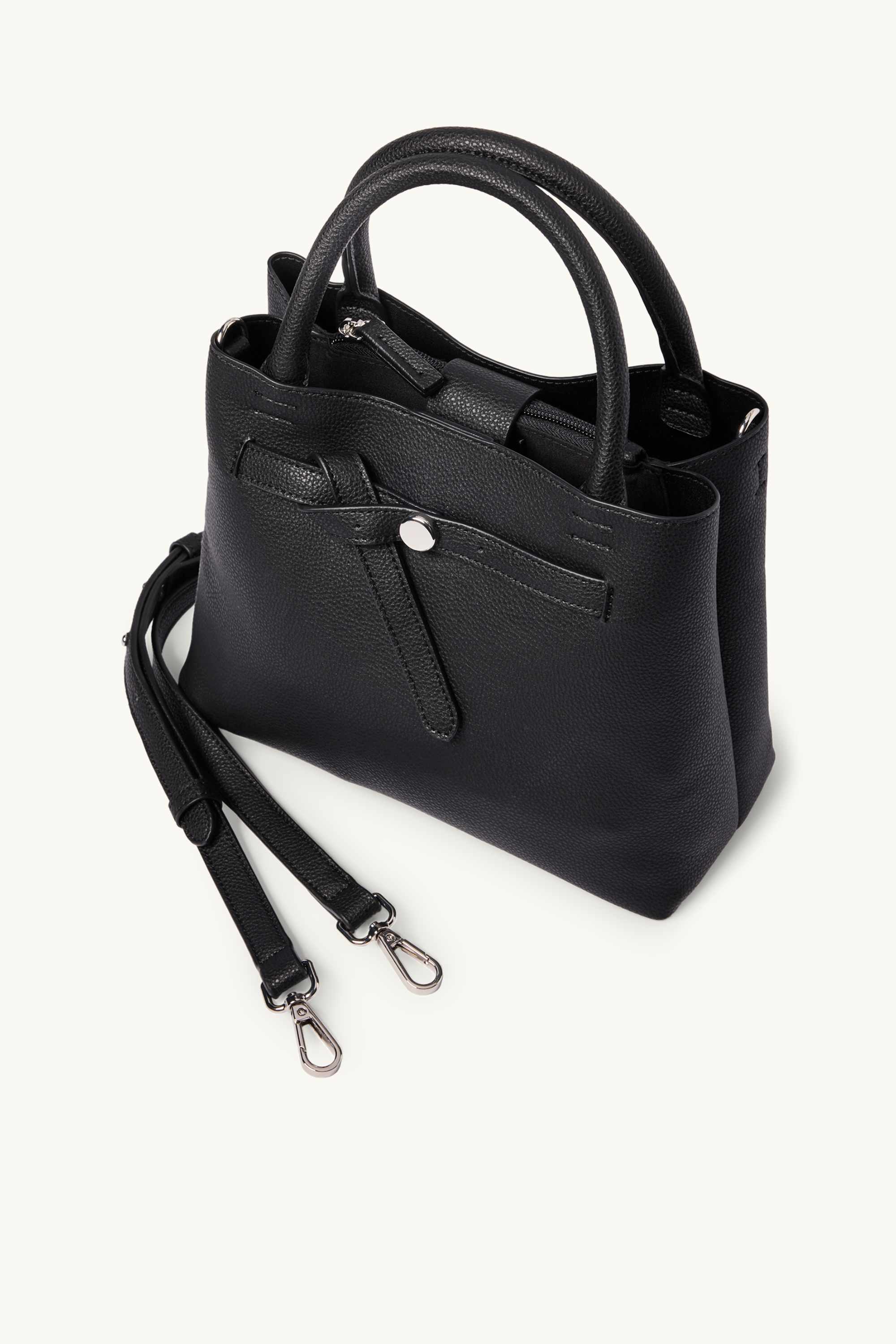 Small shopper with detachable bag strap - faux leather black