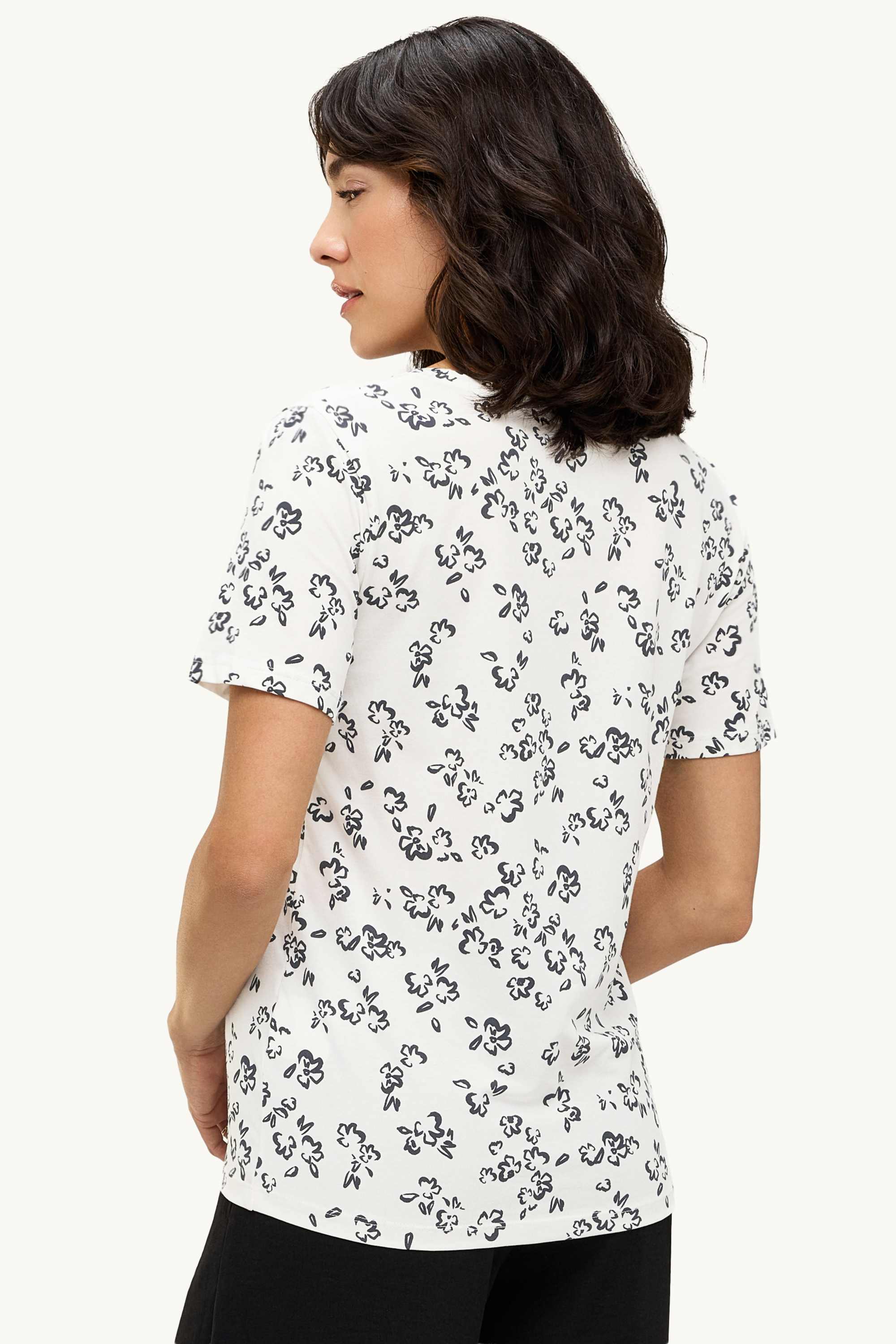 T-shirt - slim fit - floral white / black