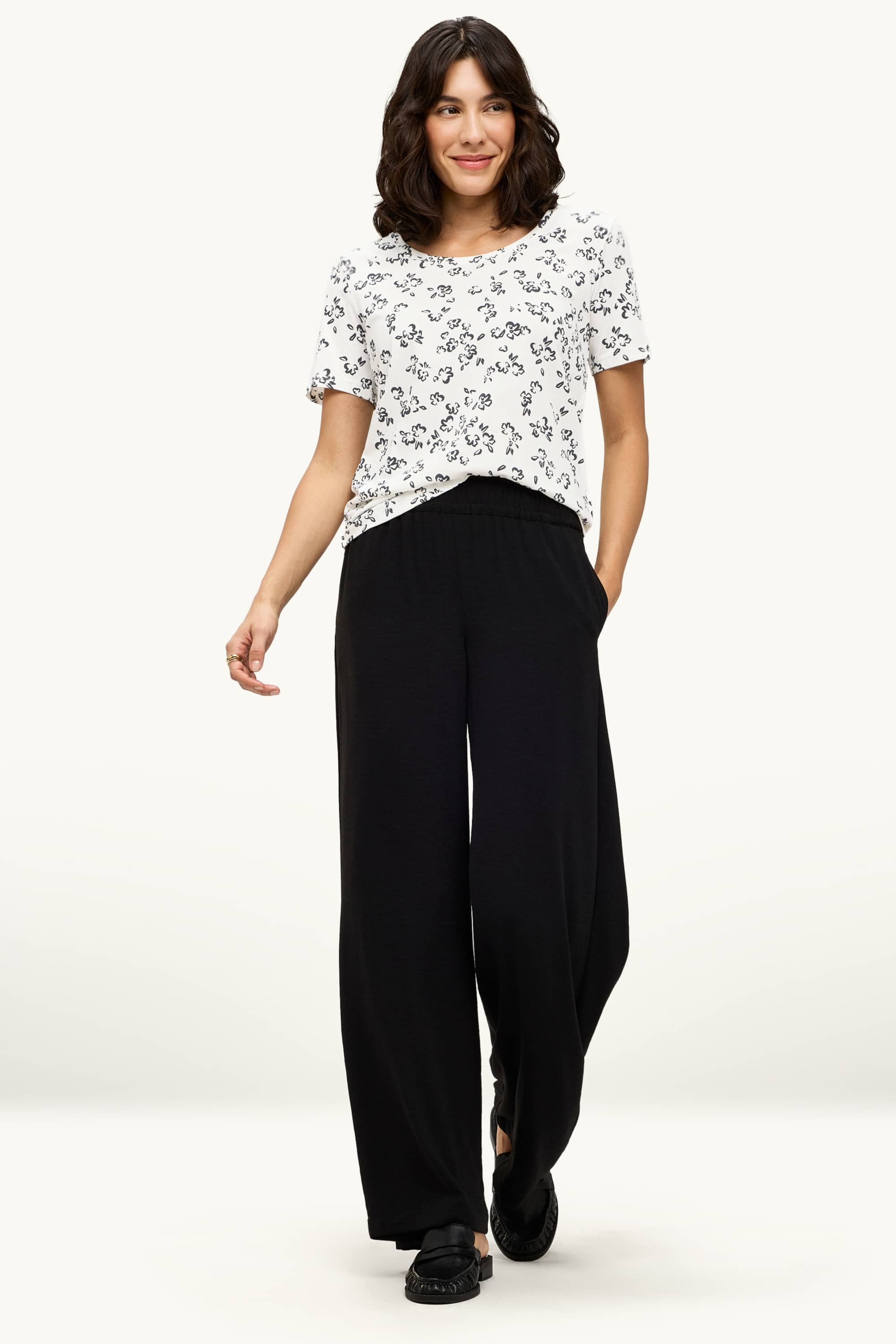 T-shirt - slim fit - floral white / black