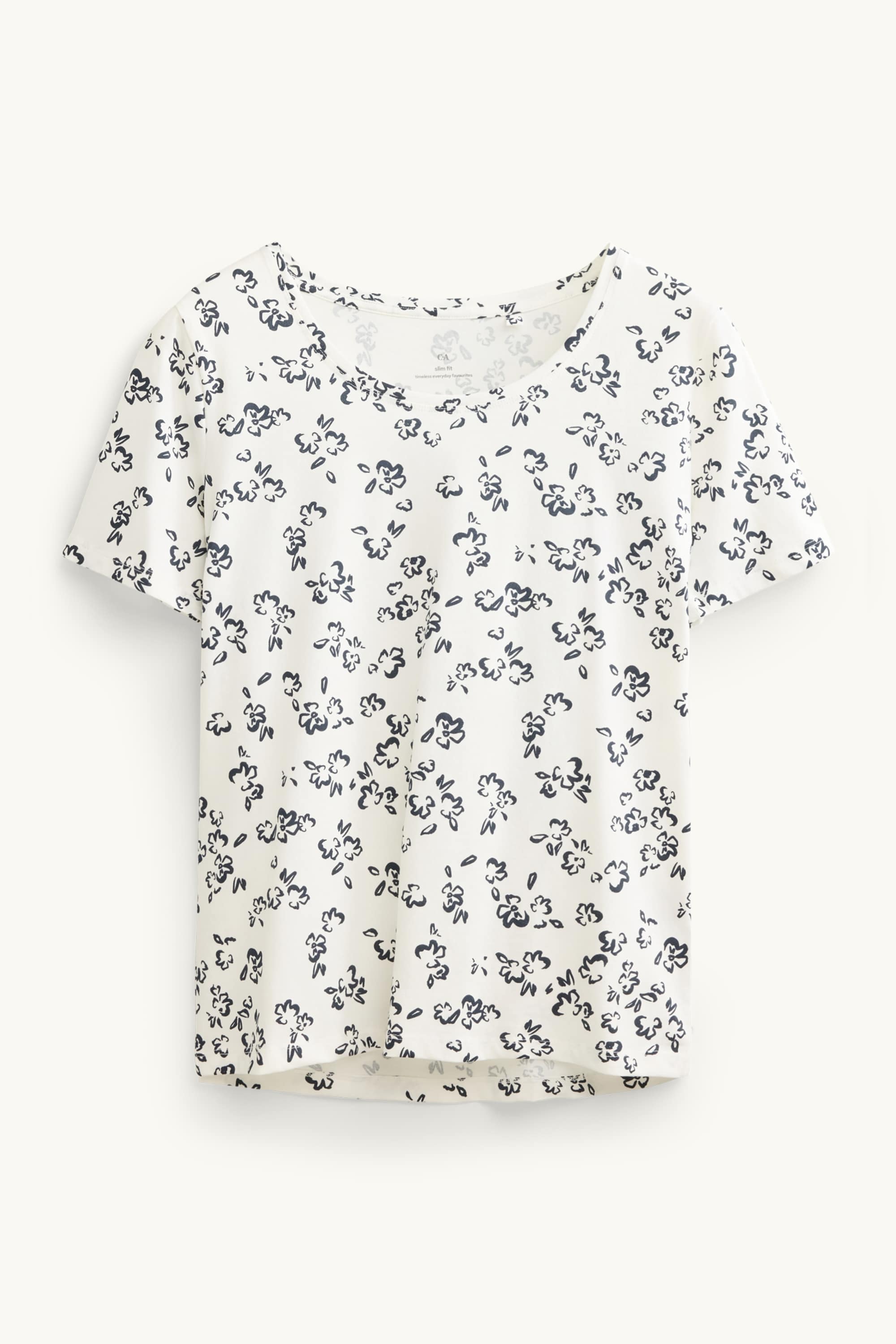 T-shirt - slim fit - floral white / black