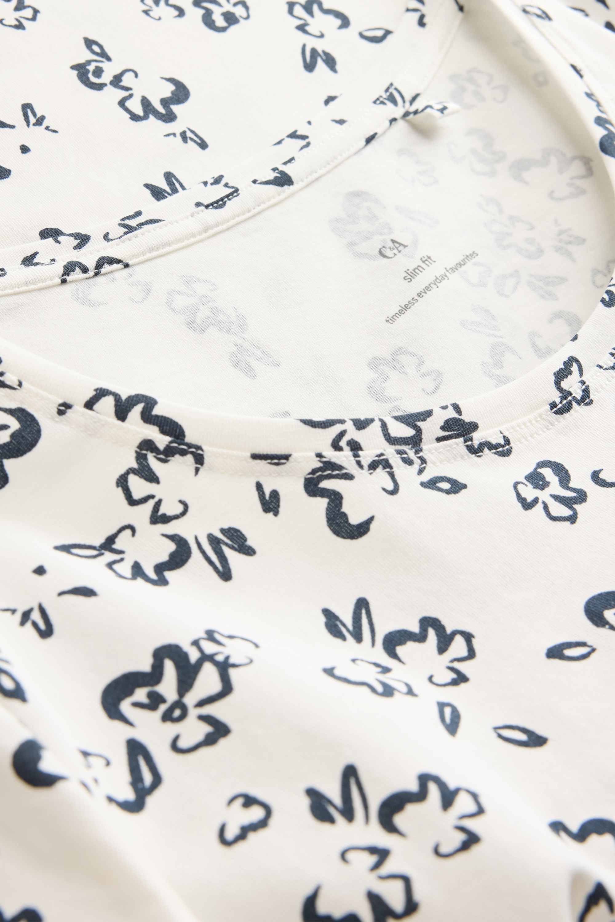 T-shirt - slim fit - floral white / black