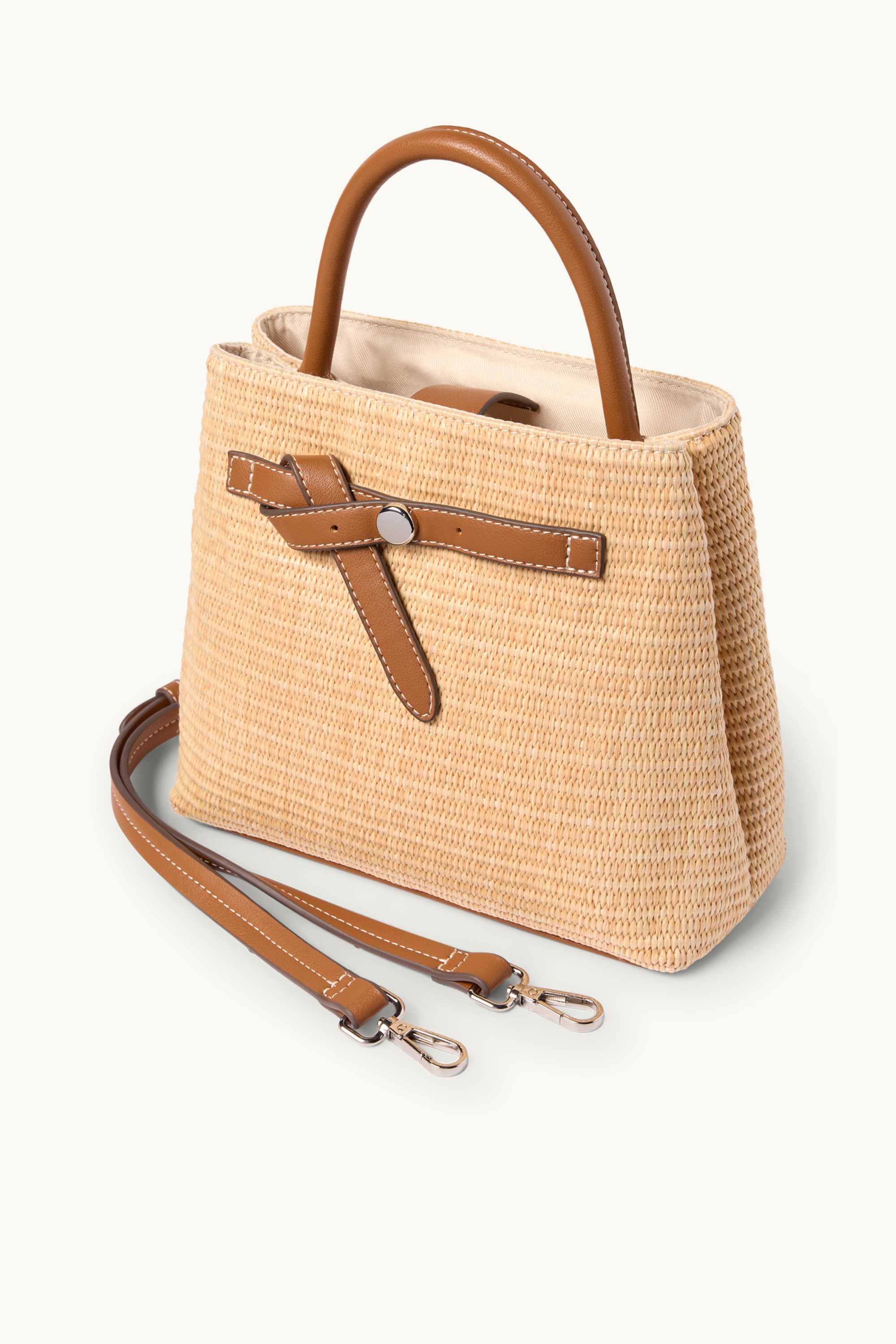 Bast crossbody bag with detachable bag strap beige / brown