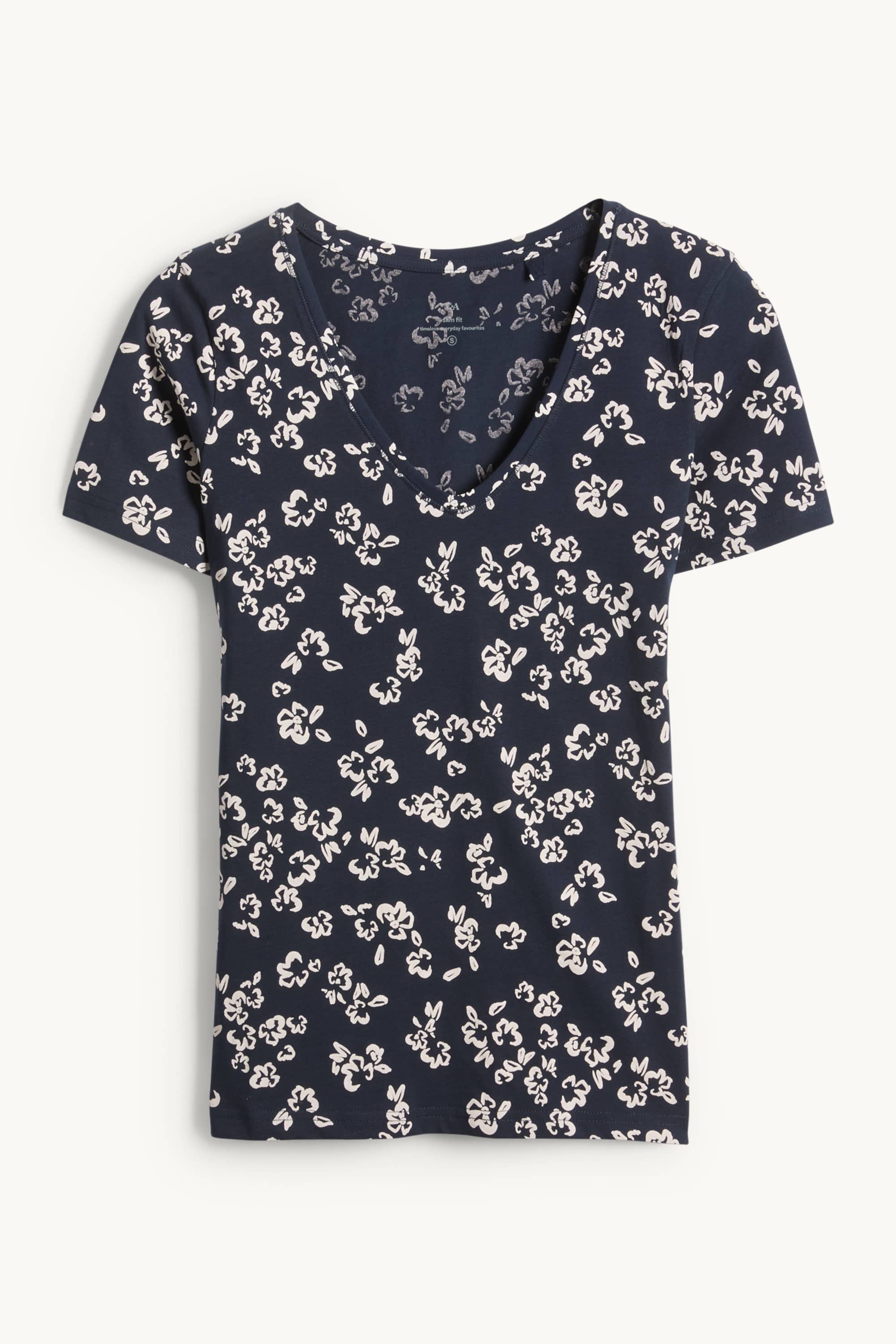 V-neck T-shirt - slim fit - floral dark blue