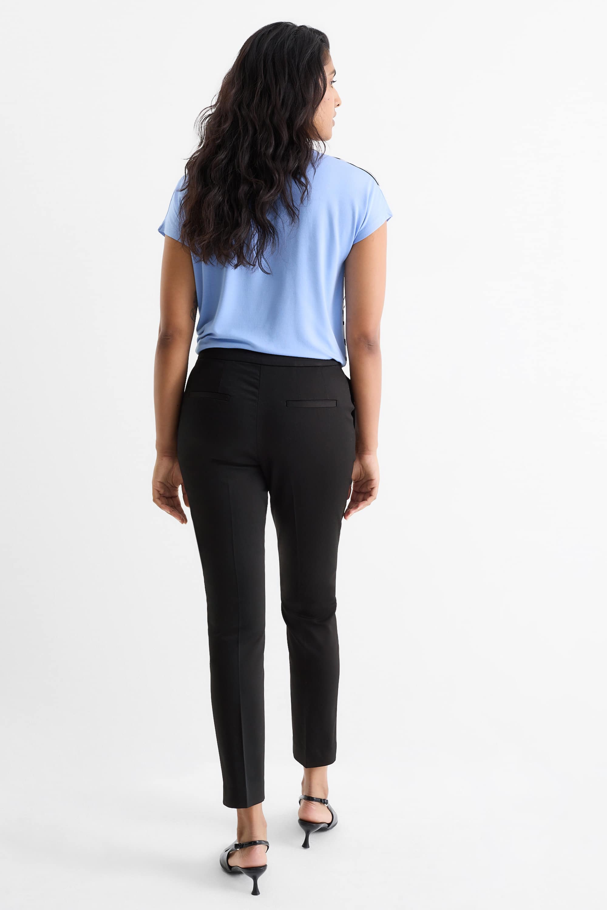 Cloth trousers - mid-rise waist - slim fit black