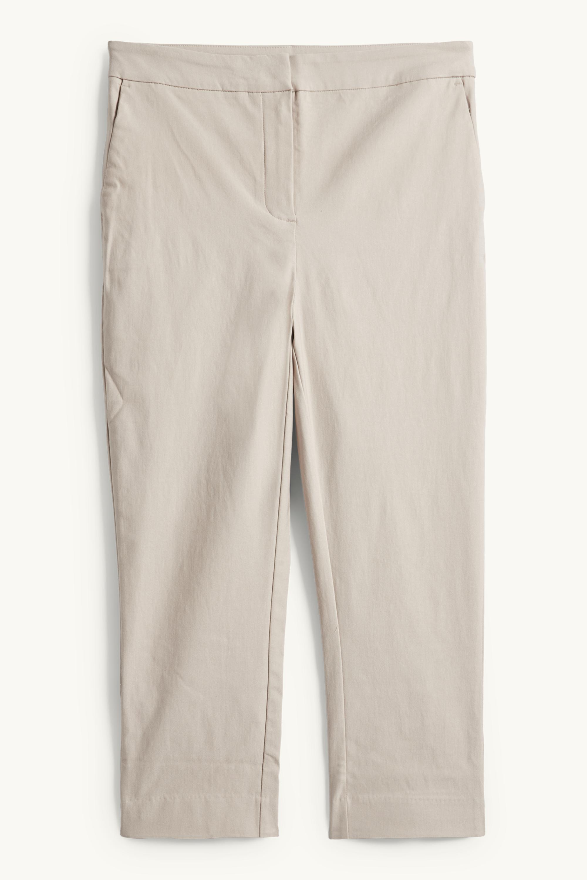 Capri trousers - mid-rise waist - slim fit beige