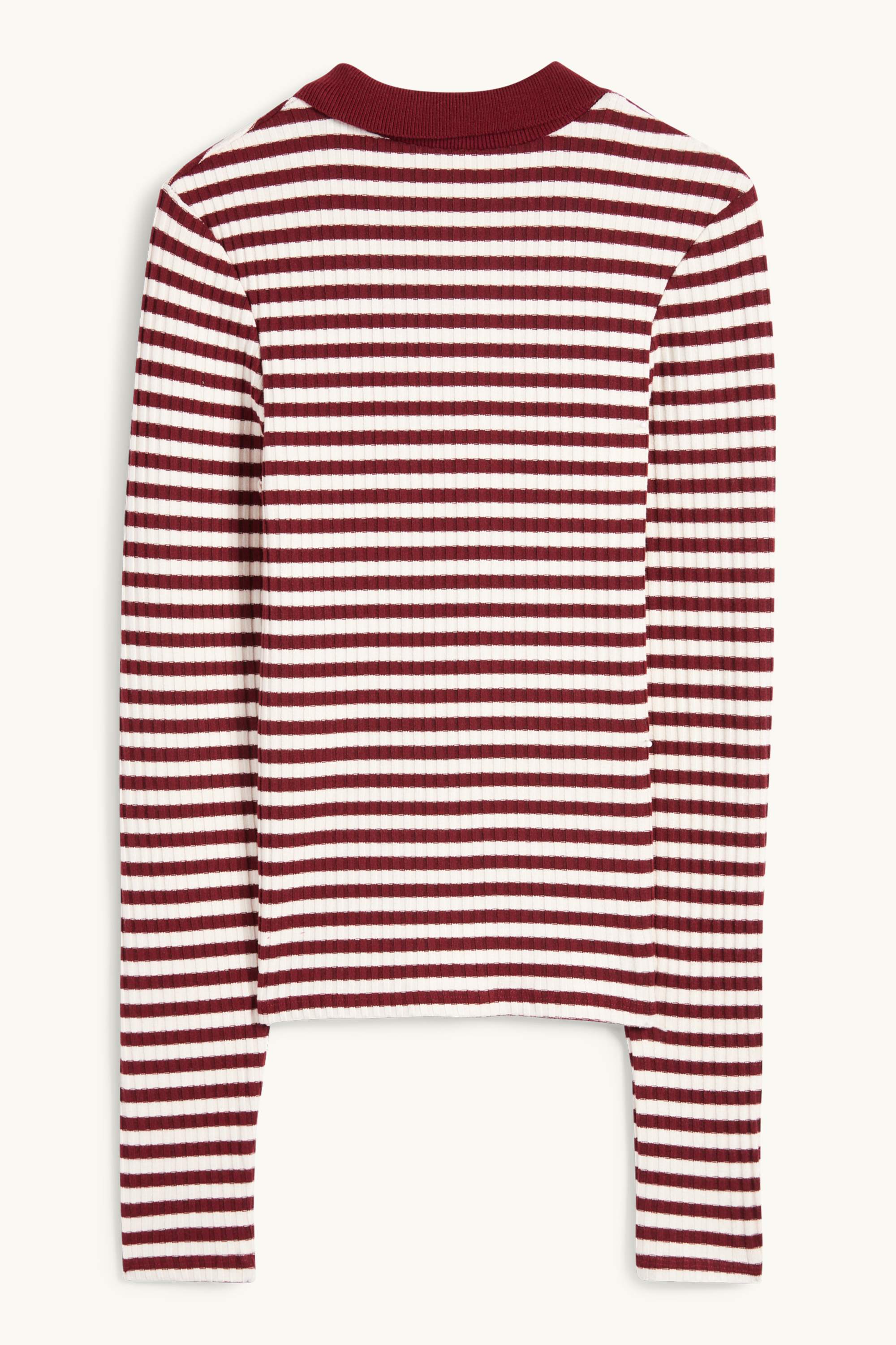 Long sleeve polo shirt - slim fit - ribbed - embroidered dark red / black