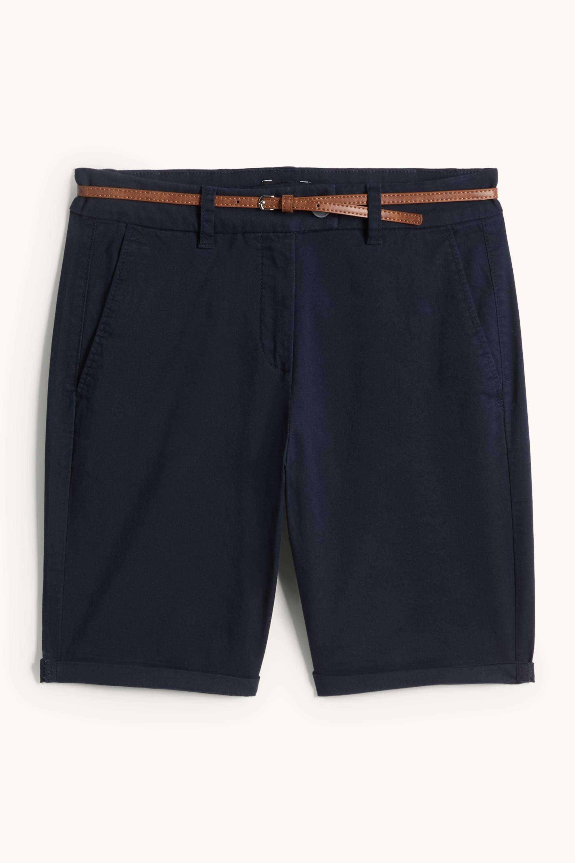 Bermuda shorts with belt - mid-rise waist dark blue