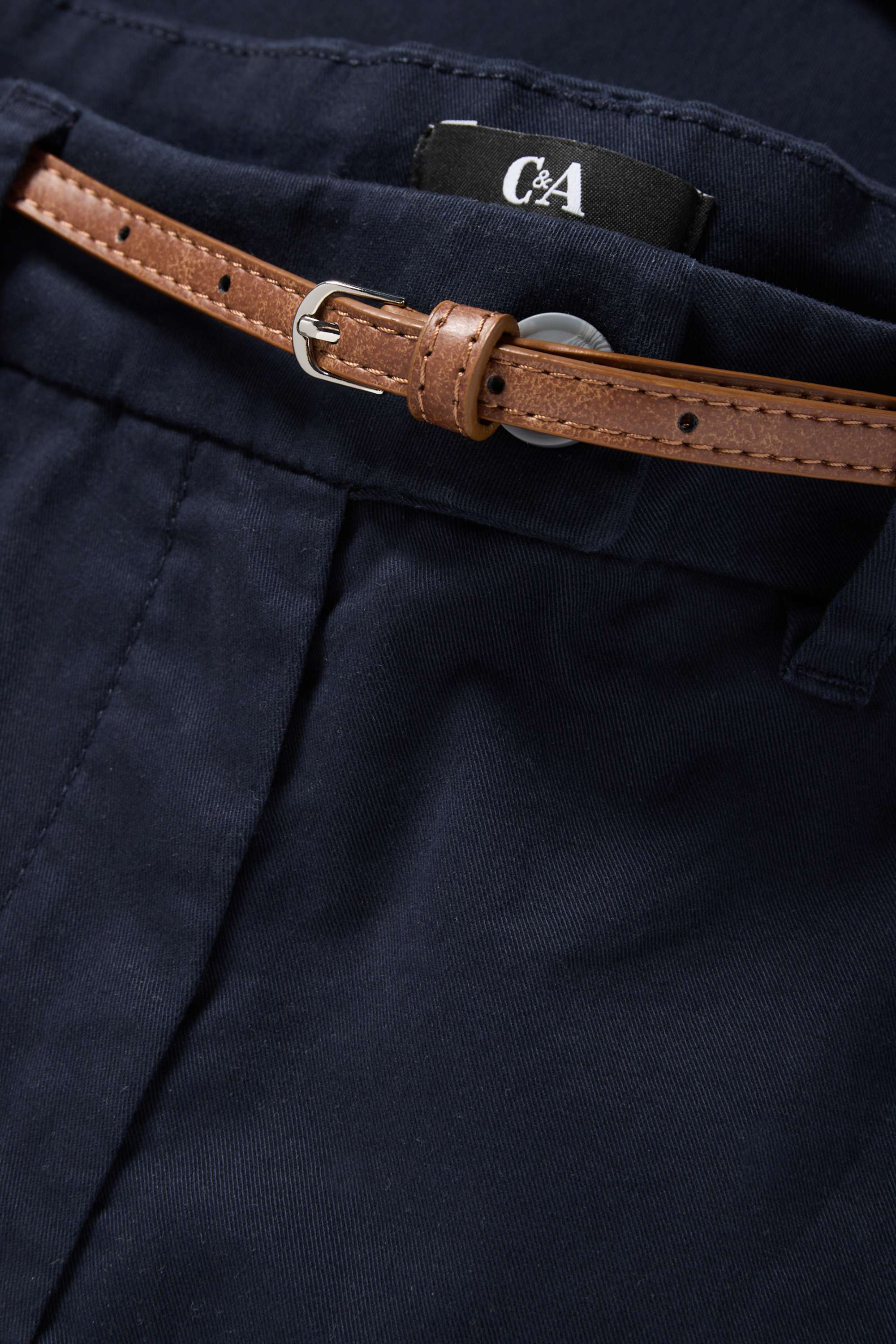 Bermuda shorts with belt - mid-rise waist dark blue