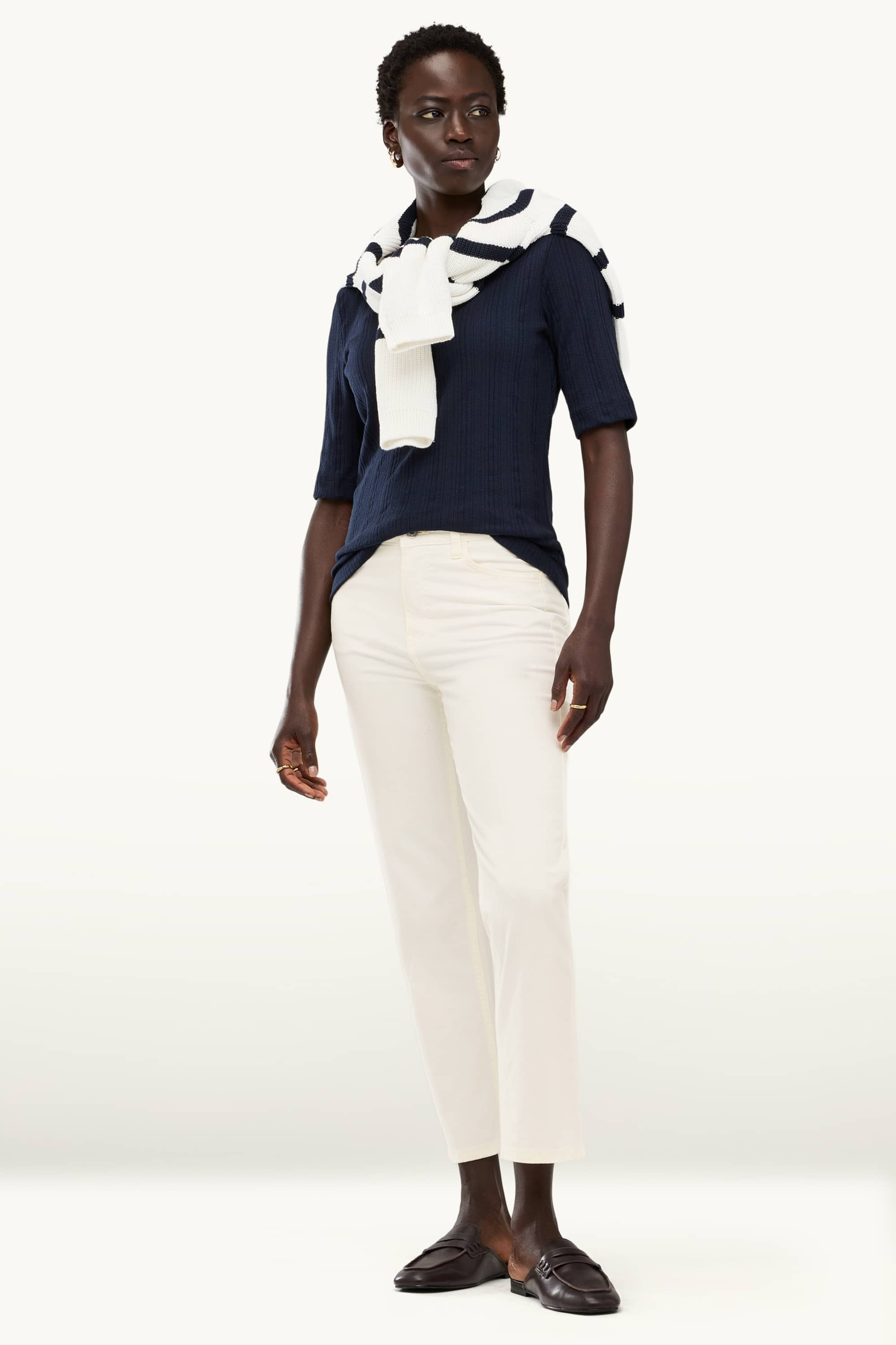 Cloth trousers - mid-rise waist - straight leg white
