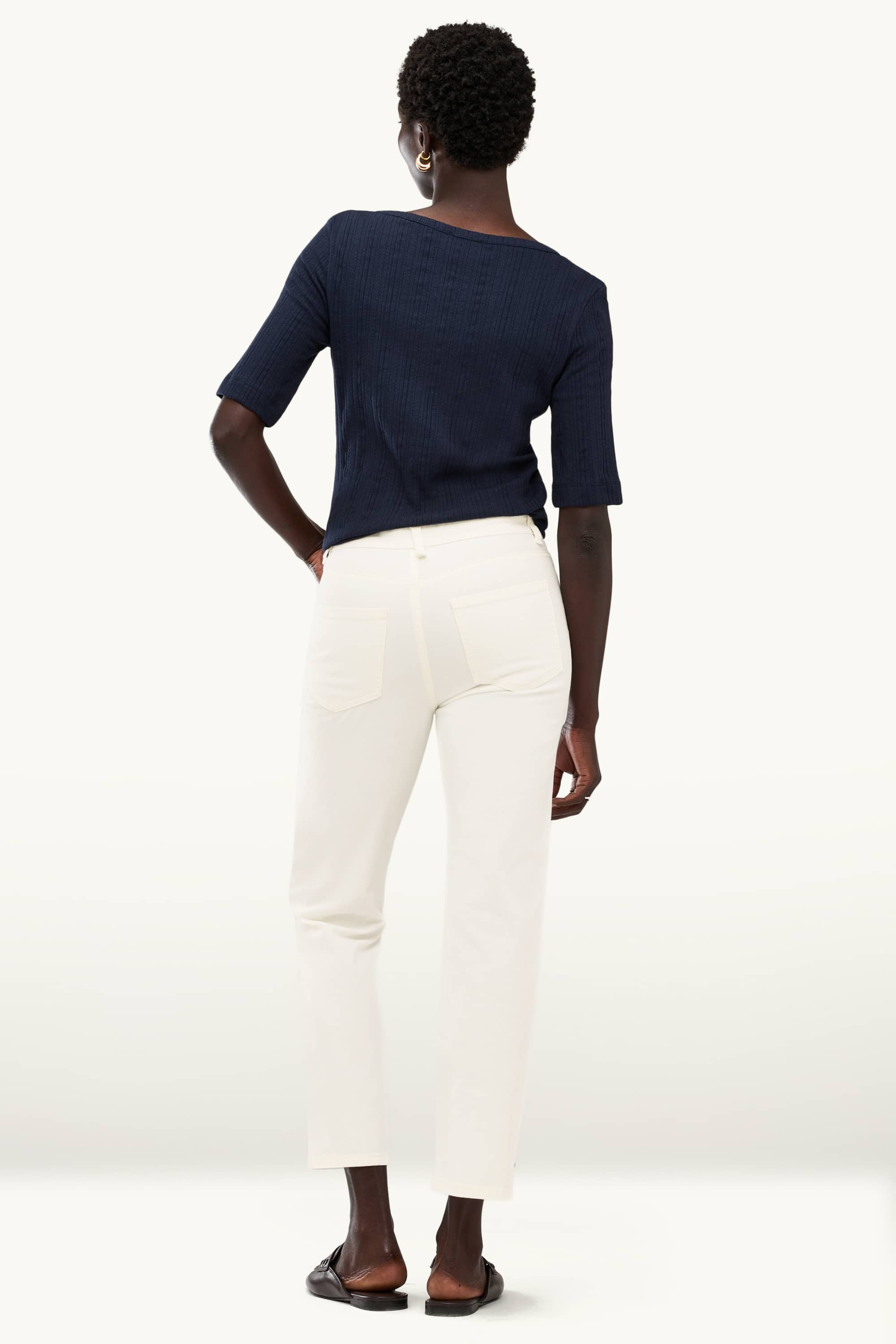 Cloth trousers - mid-rise waist - straight leg white