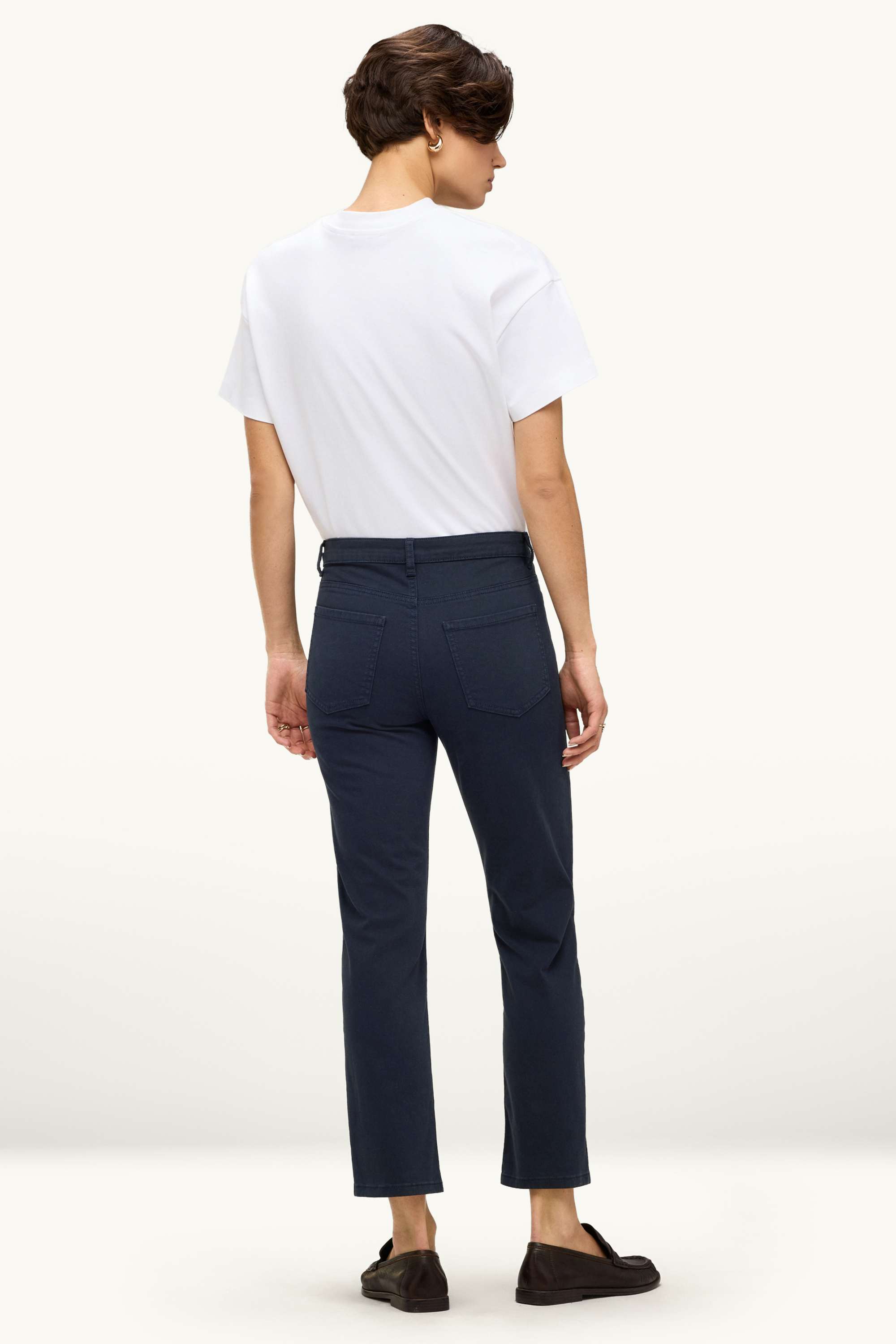 Cloth trousers - mid-rise waist - straight leg dark blue