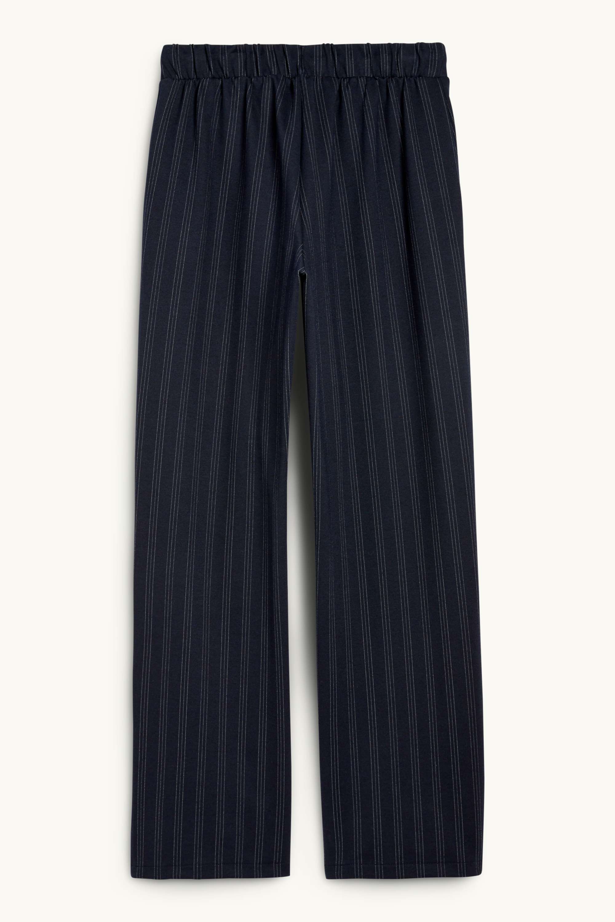 Jersey trousers - mid-rise waist - wide leg - pinstripes dark blue