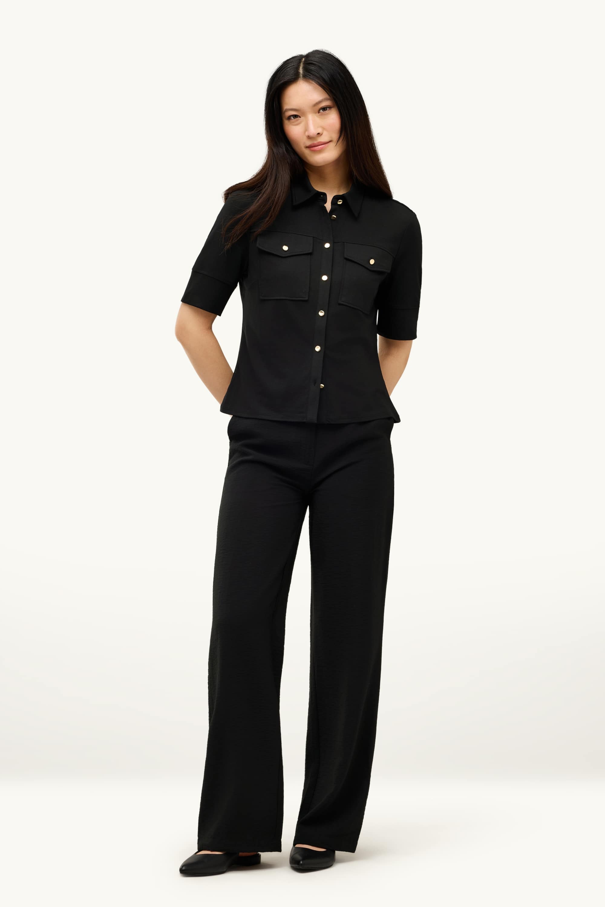 Cloth trousers - high waist - wide leg black