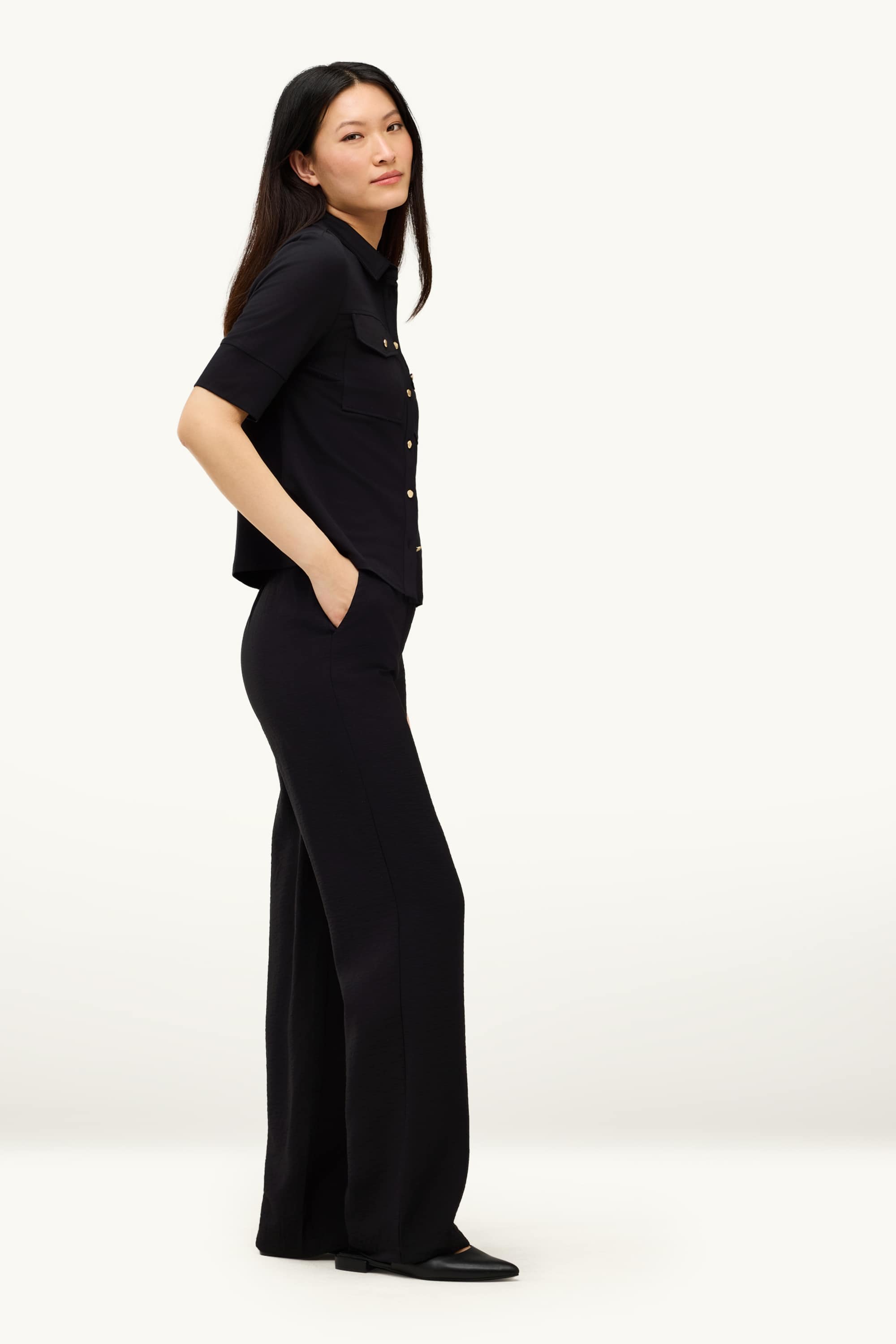 Cloth trousers - high waist - wide leg black