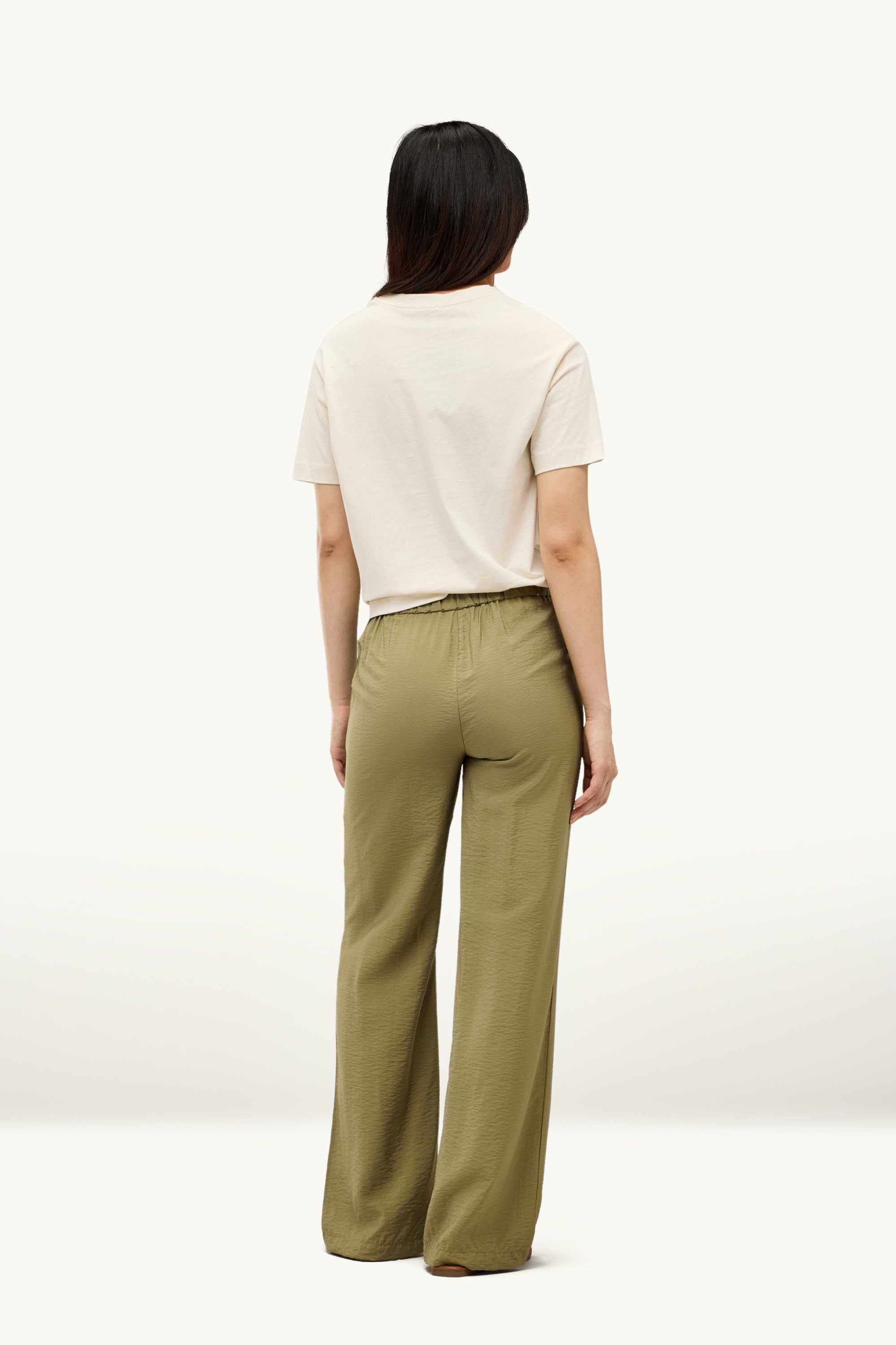 Cloth trousers - high waist - wide leg khaki