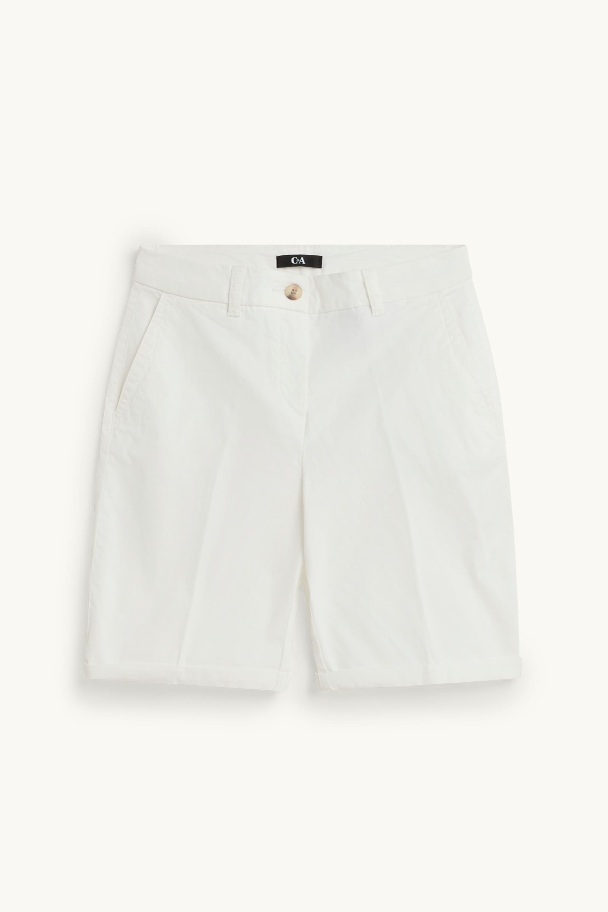 Basic Bermuda shorts - mid-rise waist white (2)