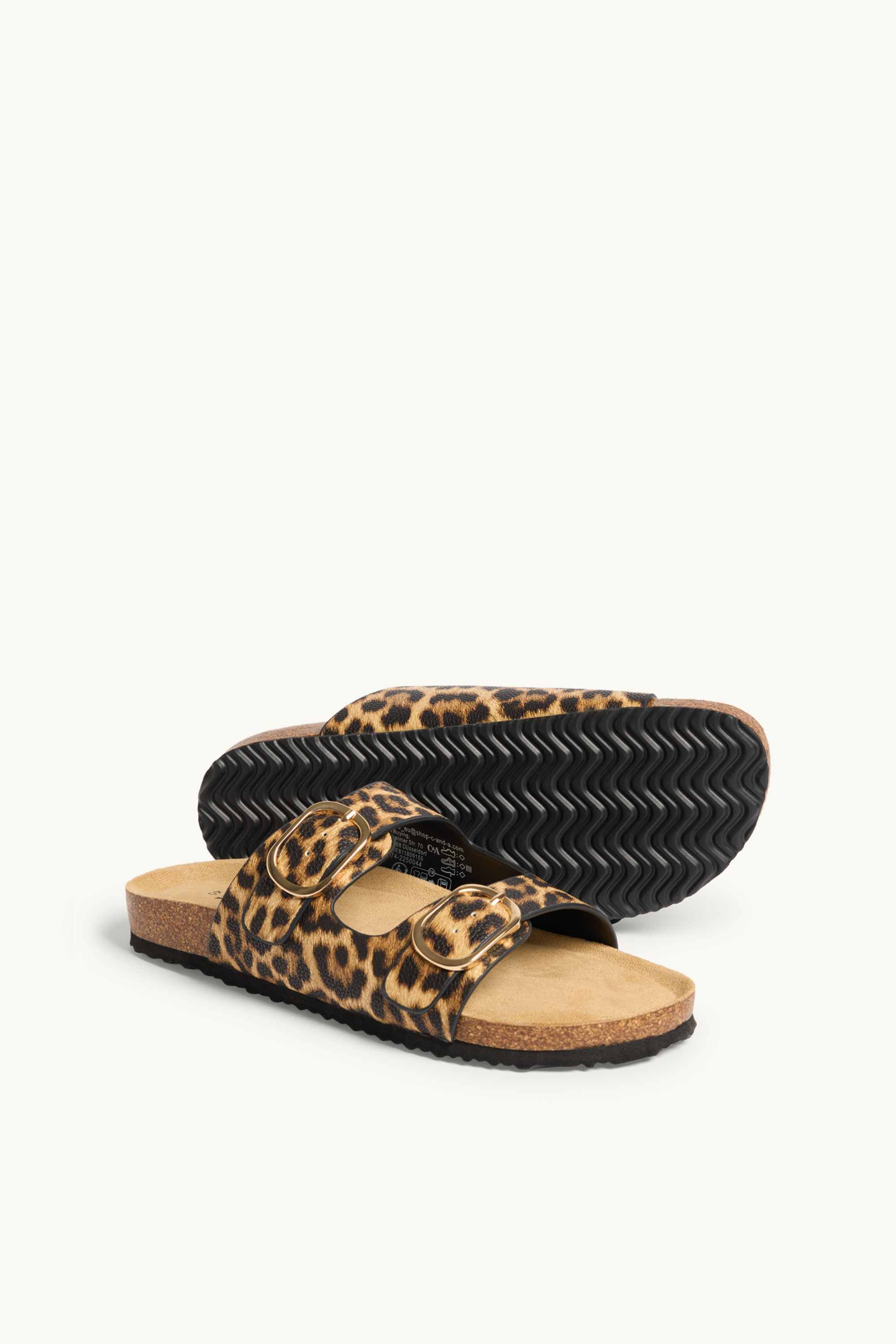 Sandals - faux leather - leopard print brown