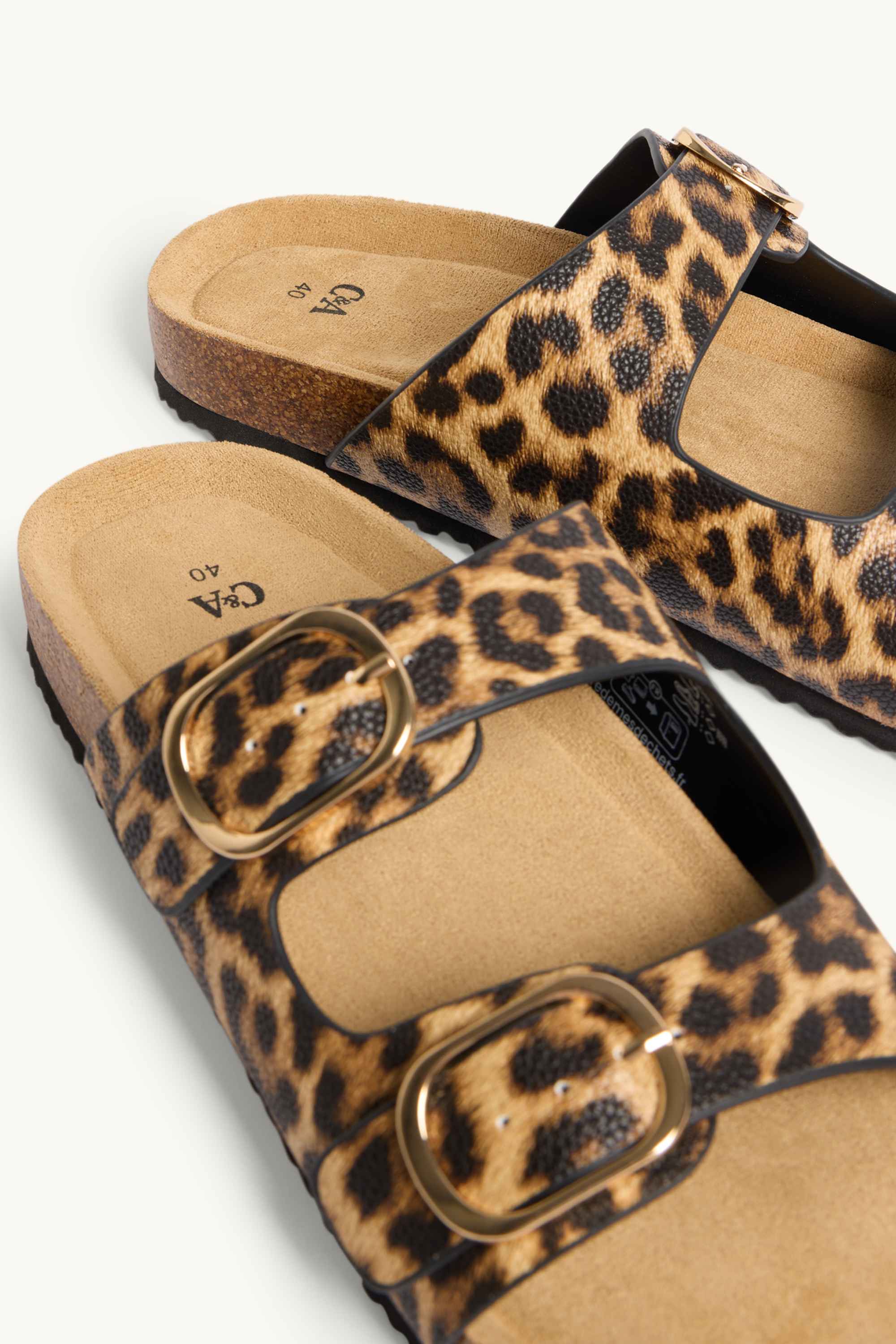 Sandals - faux leather - leopard print brown