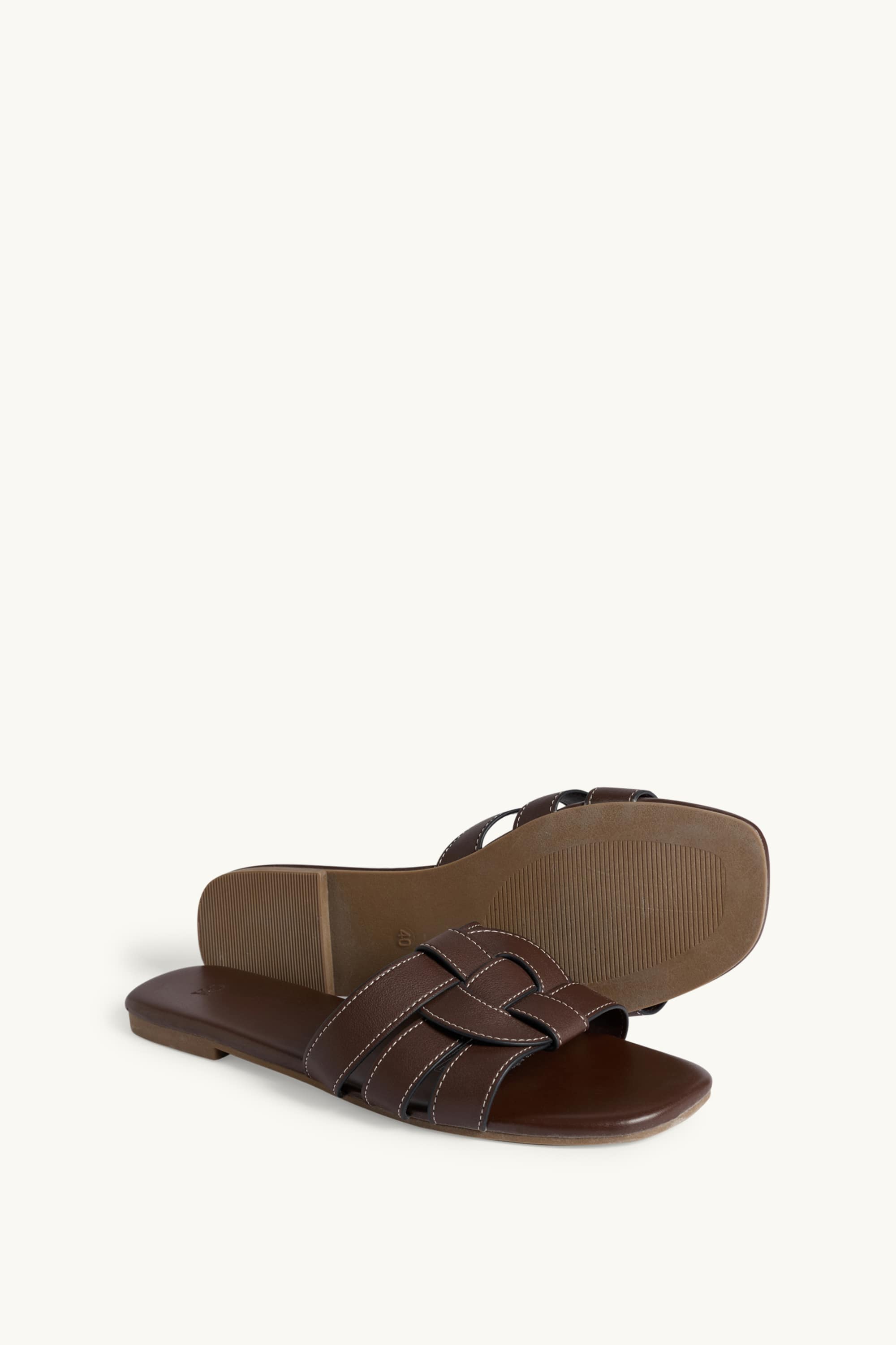 Sandals - faux leather dark brown