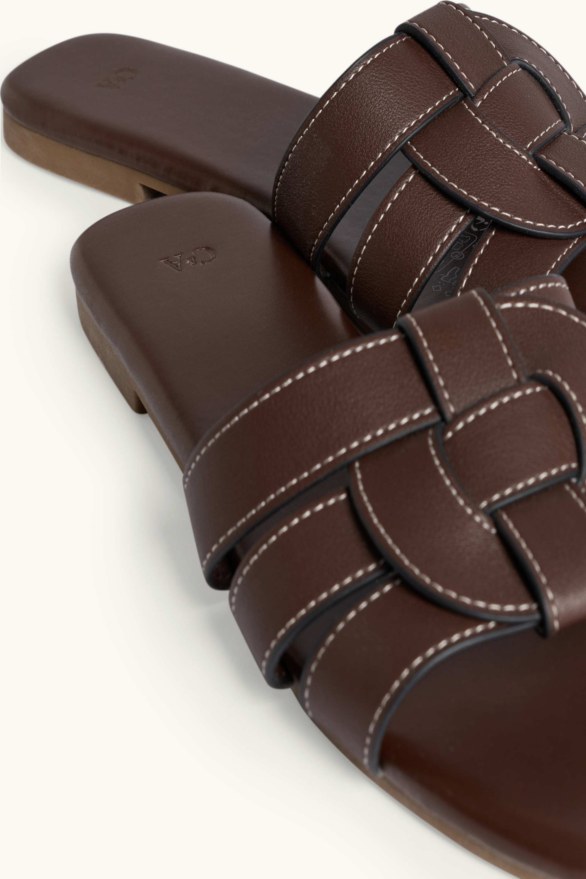 Sandals - faux leather dark brown