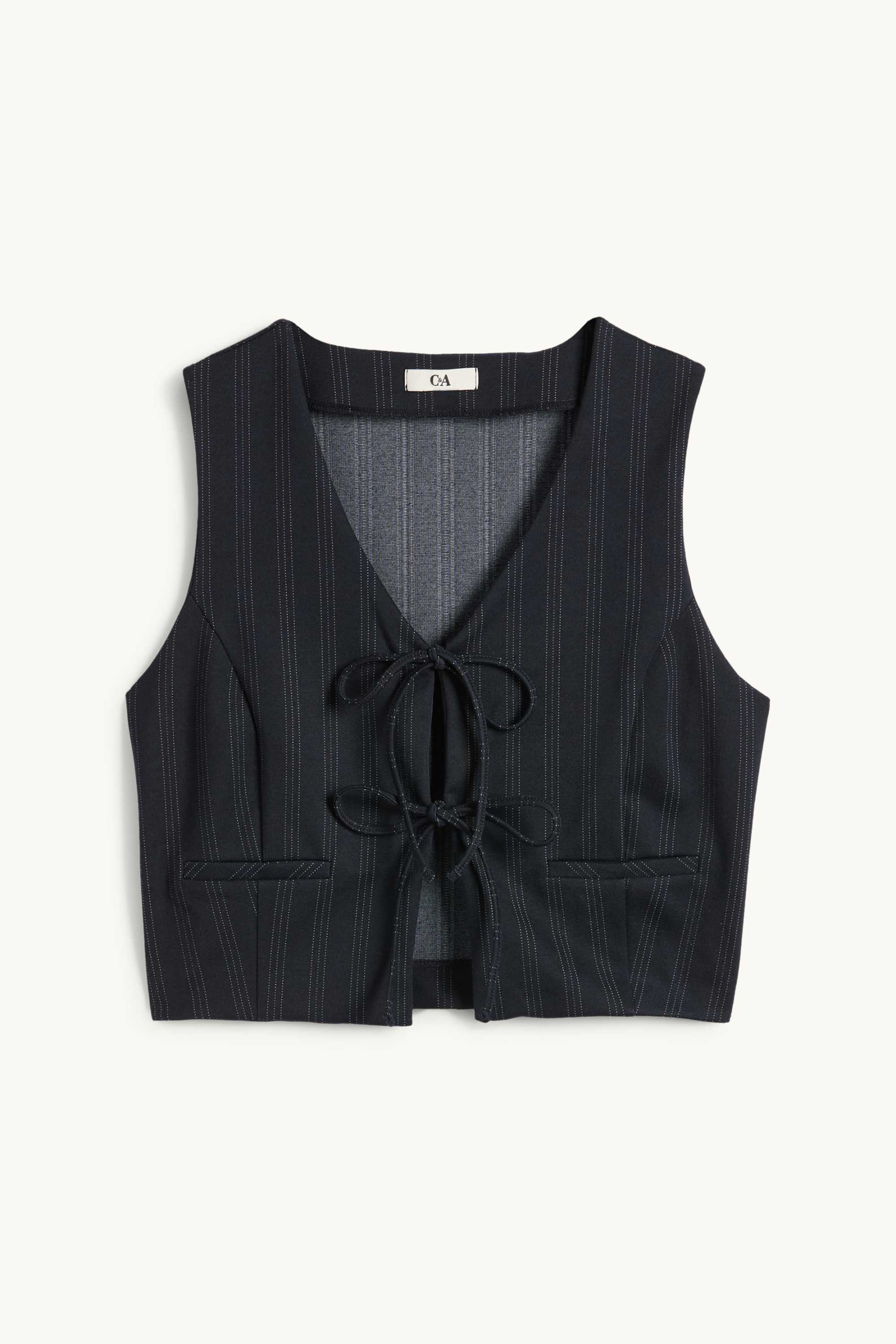 Waistcoat - fitted - pinstripes dark blue