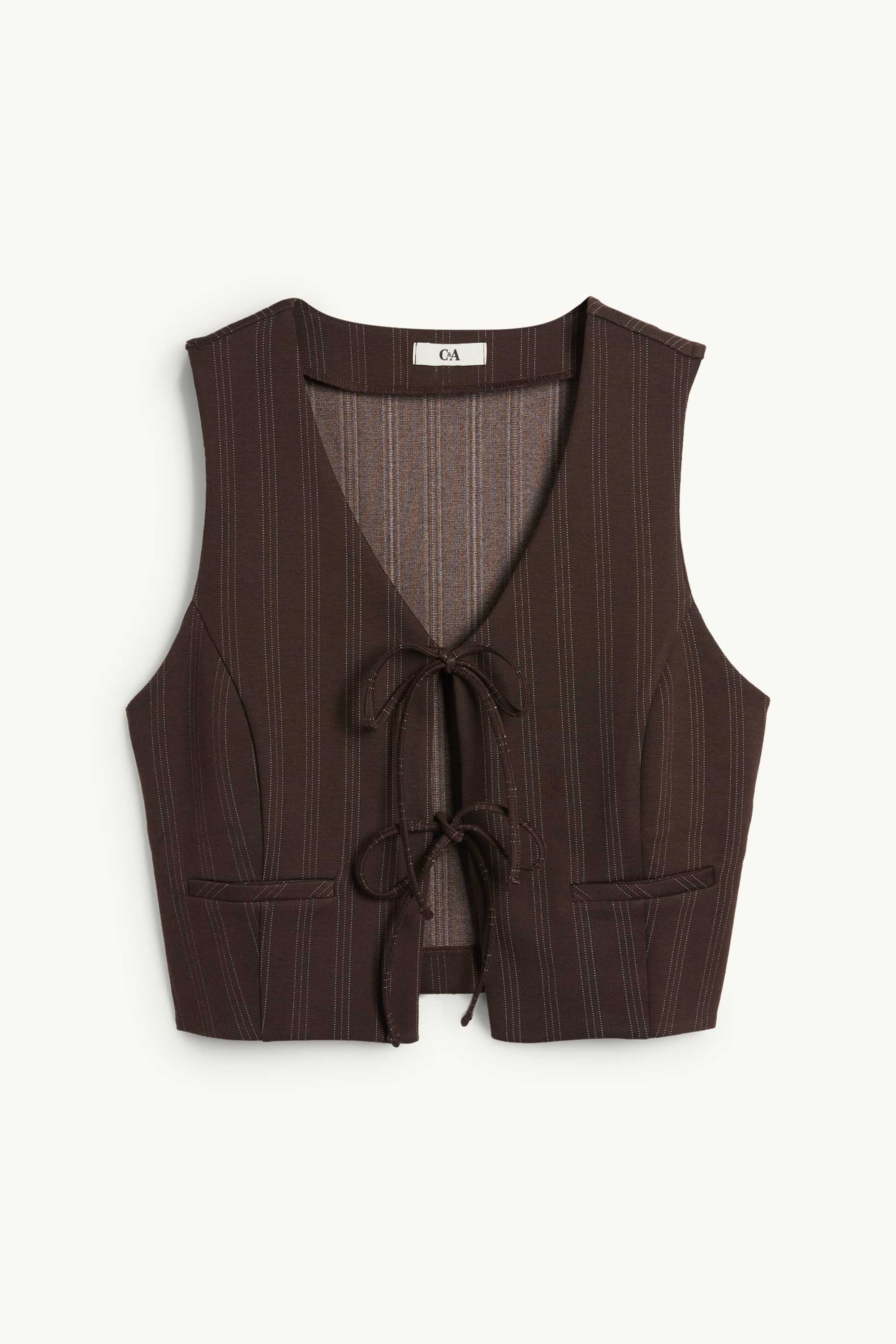 Waistcoat - fitted - pinstripes dark brown