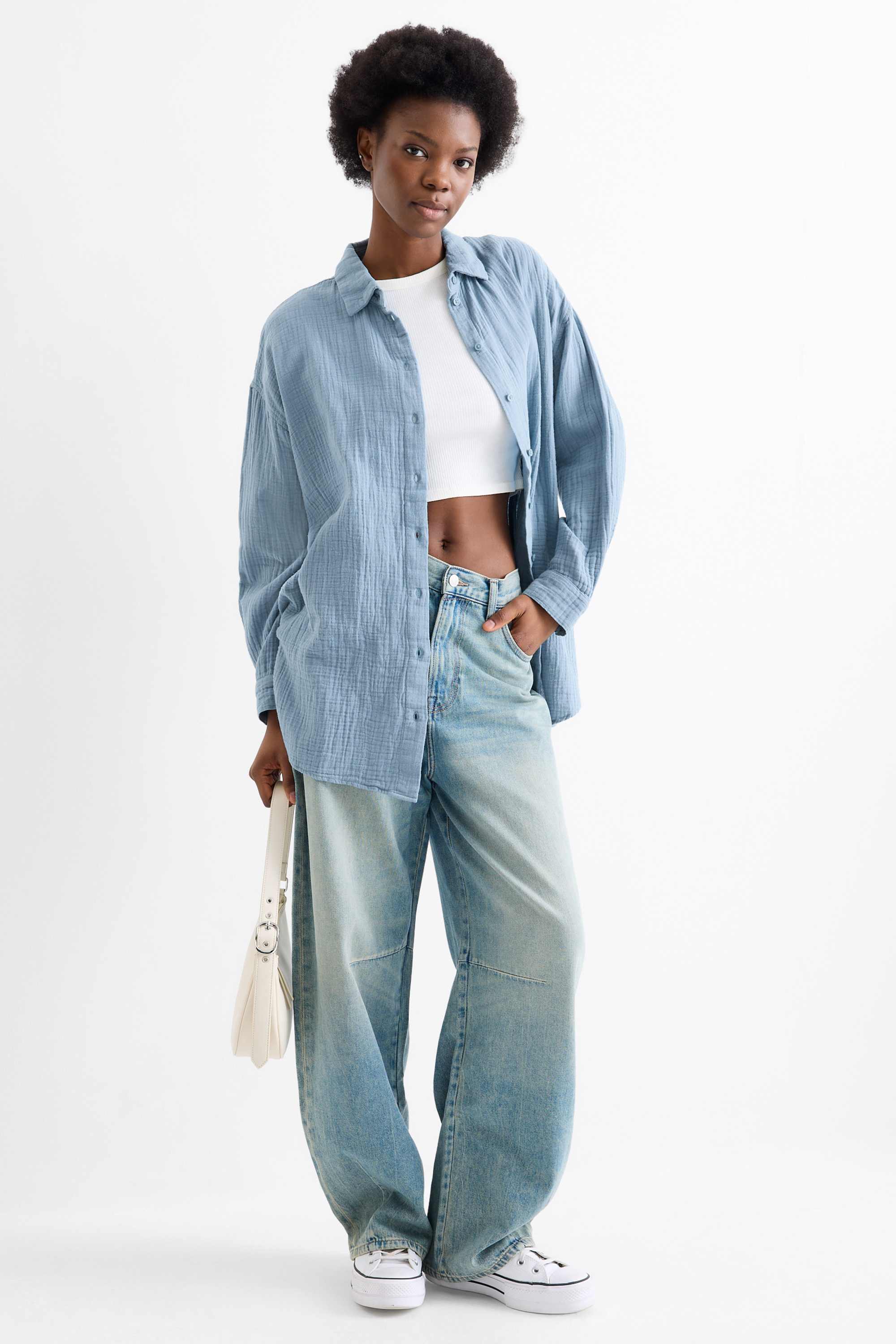 Cheesecloth blouse blue