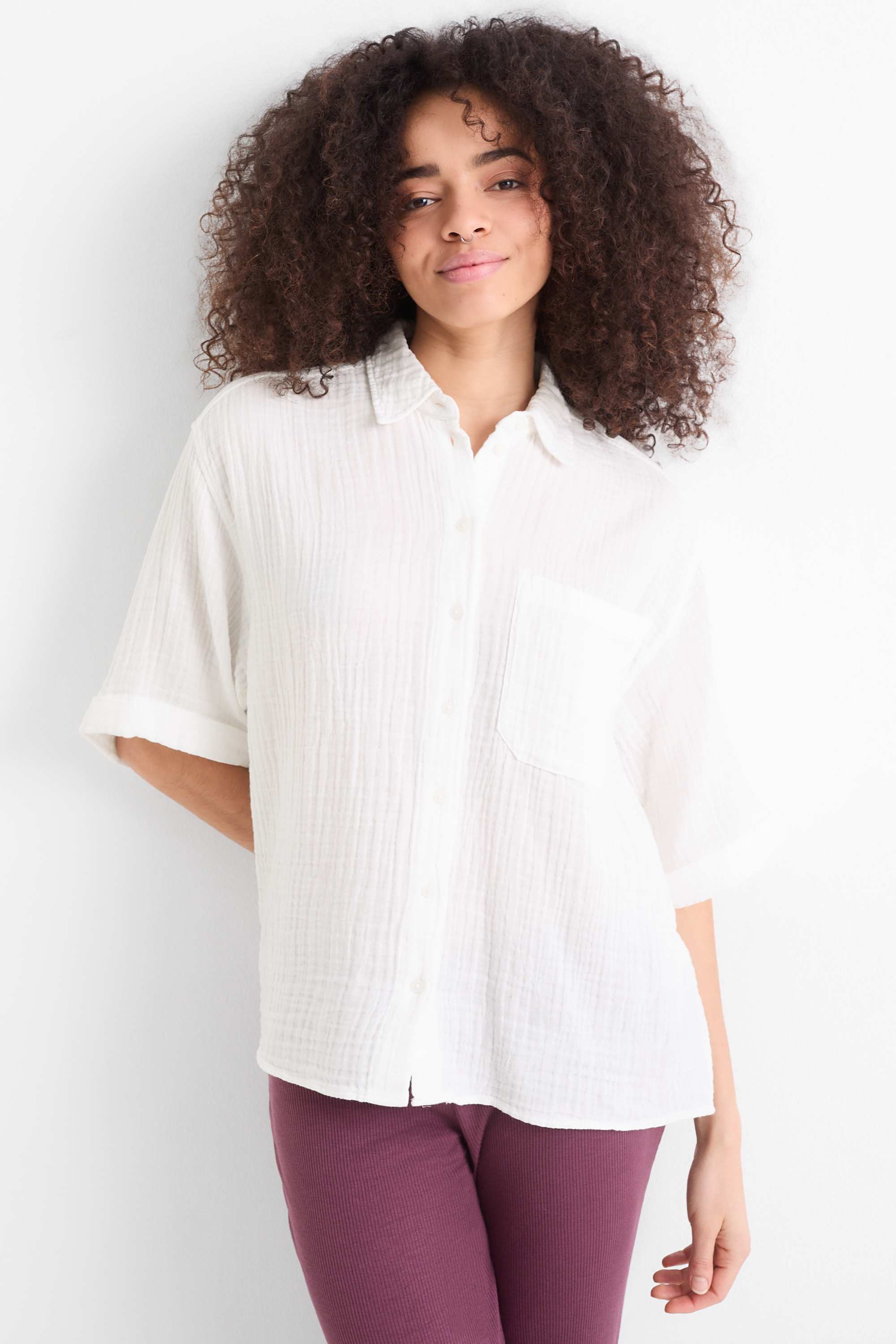 Cheesecloth blouse white