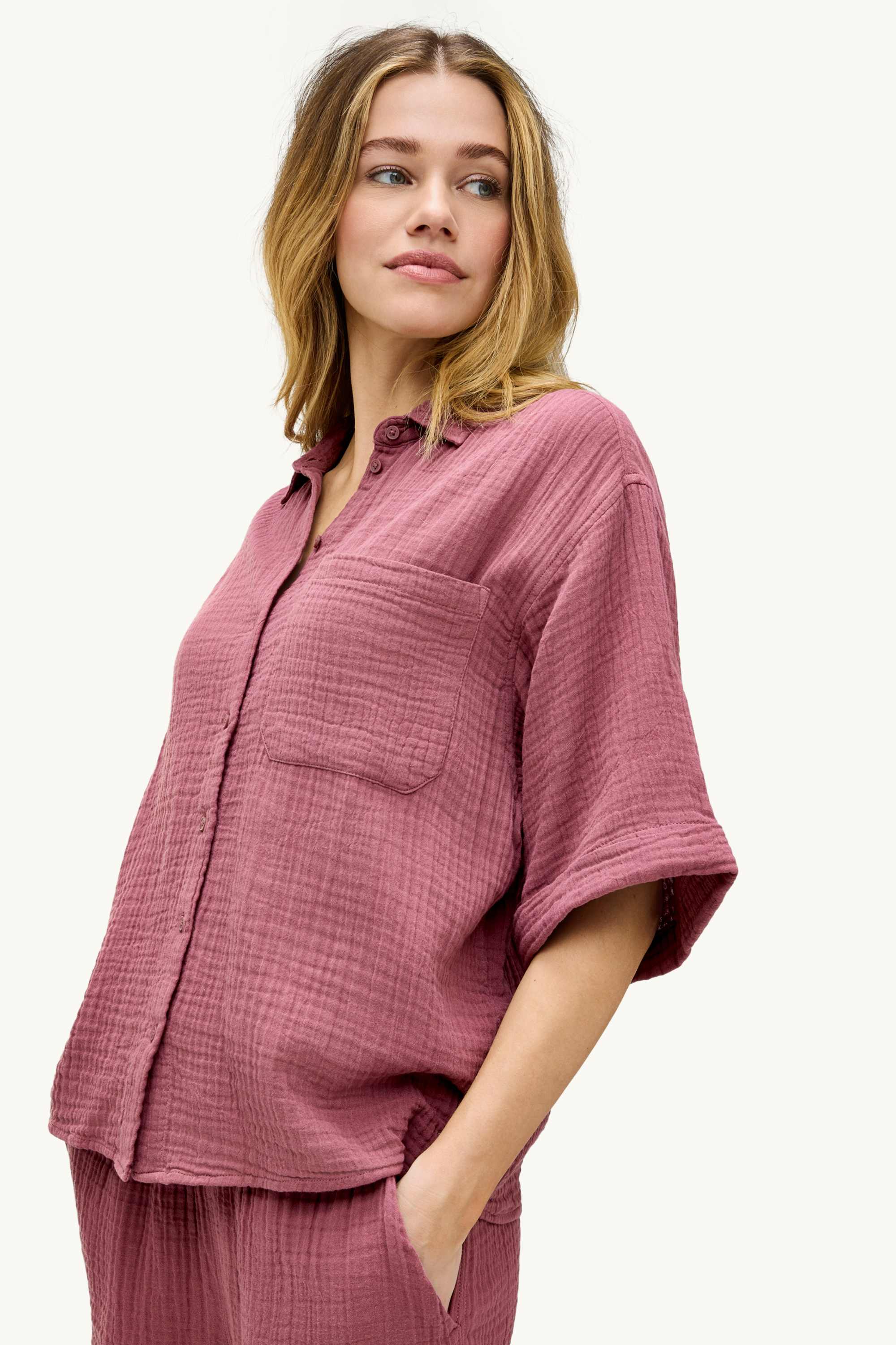 Cheesecloth blouse red