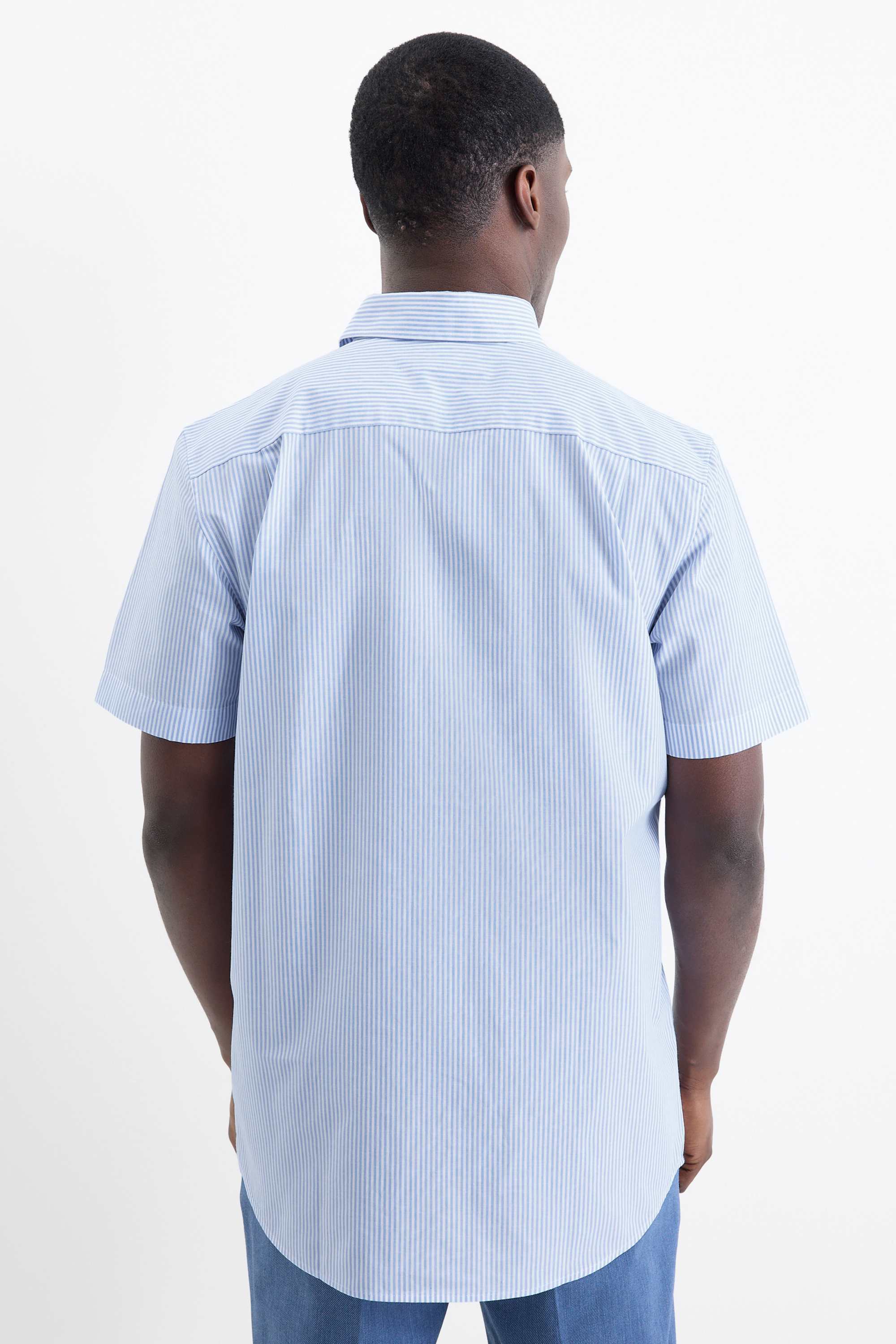 Business shirt - regular fit - kent collar - striped light blue