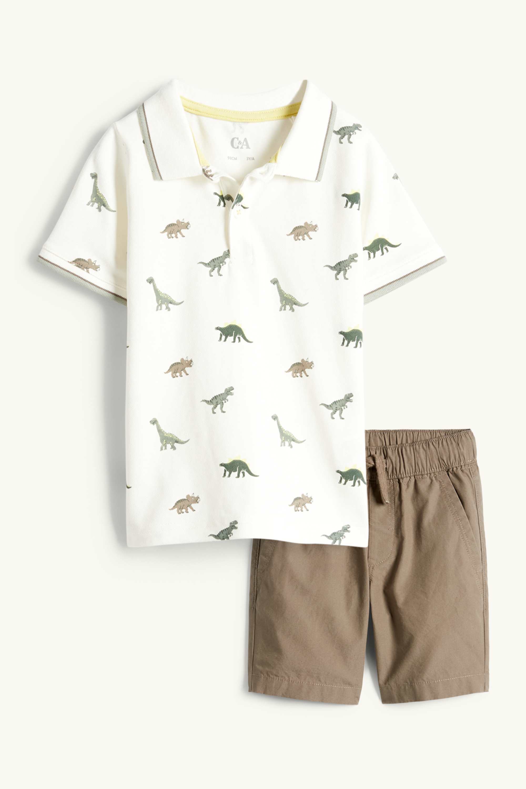 Dino - set - polo shirt and shorts - 2 piece green / cremewhite