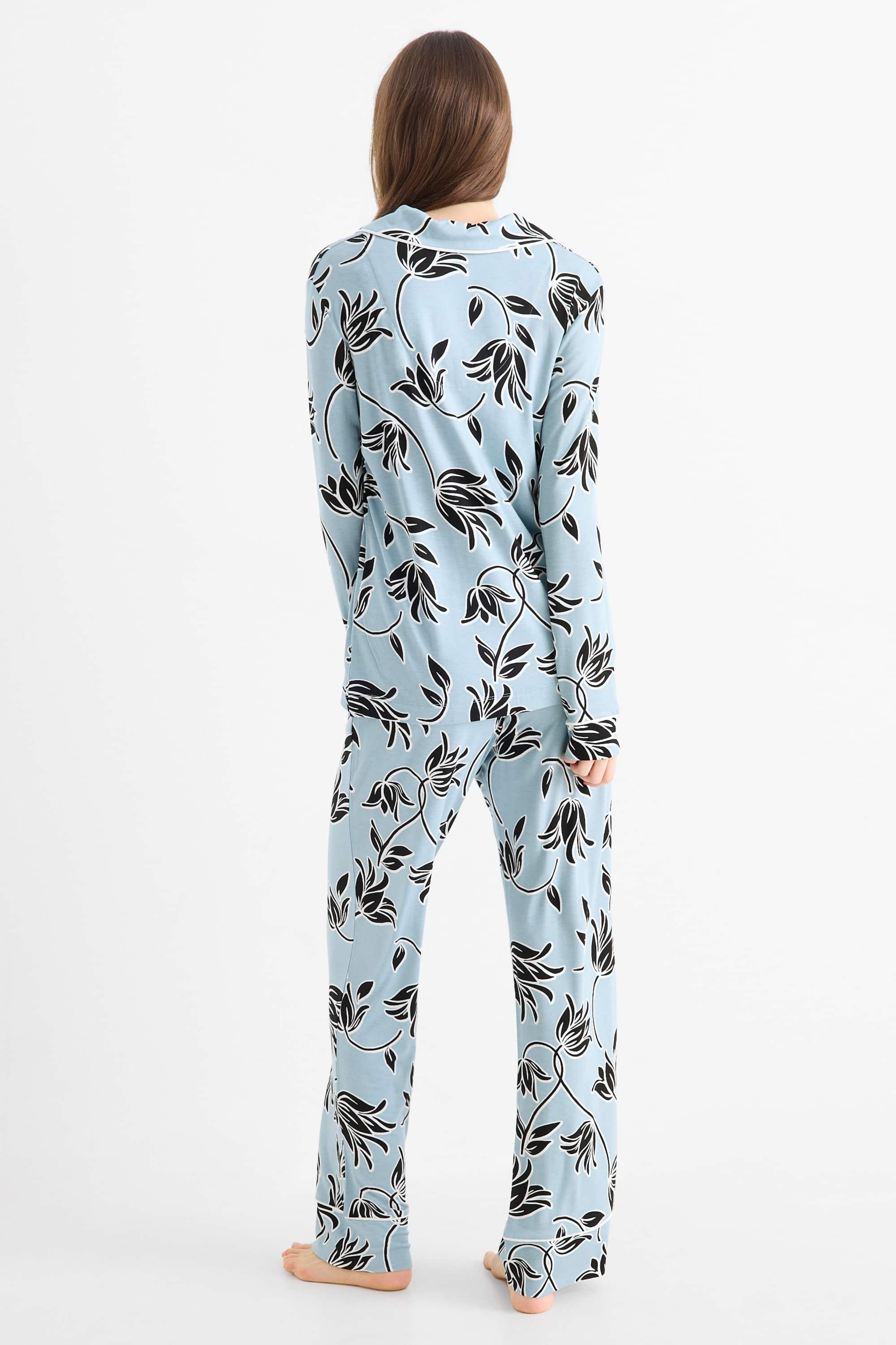 Viscose pyjamas - floral blue