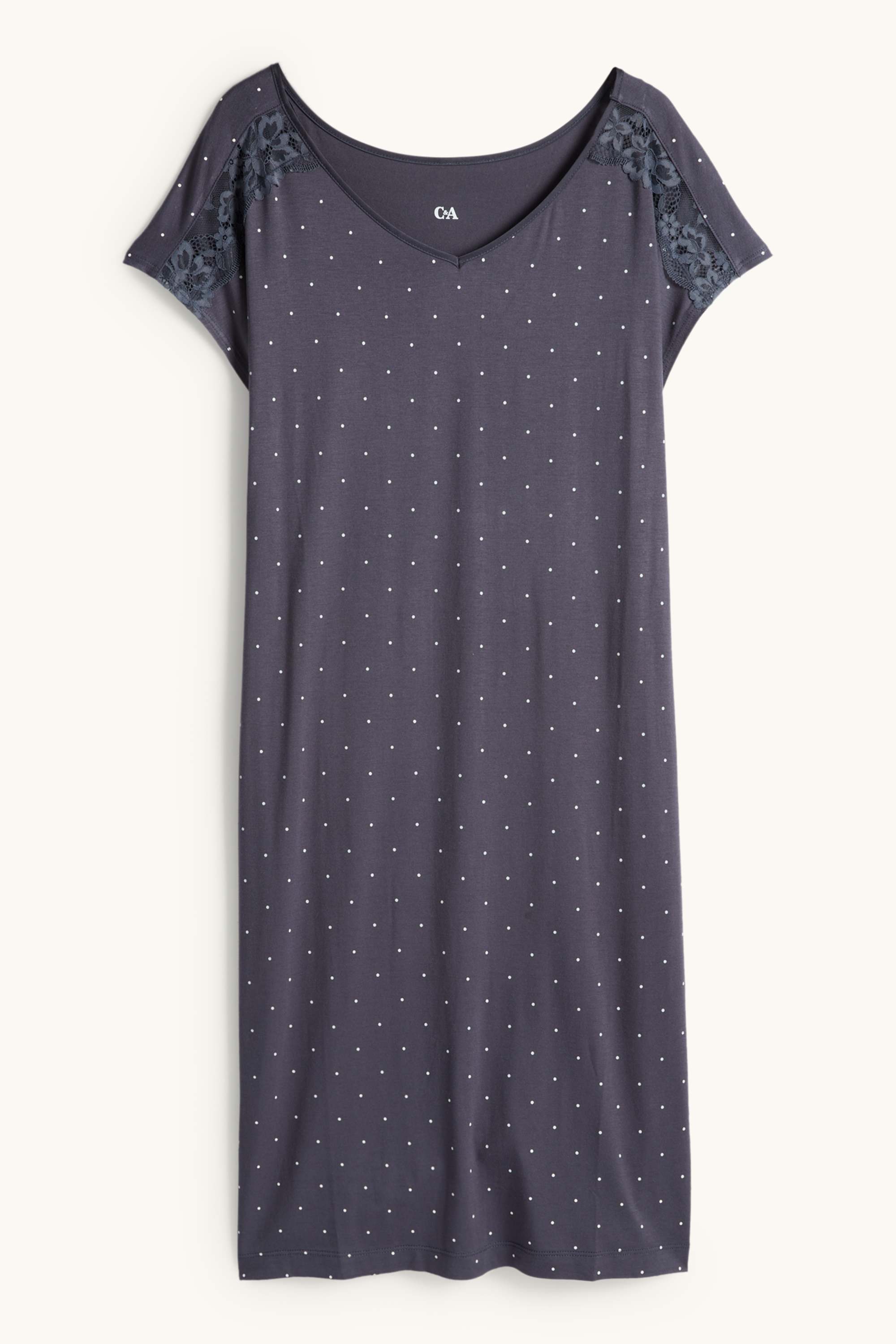 Viscose nightdress - polka dot dark blue