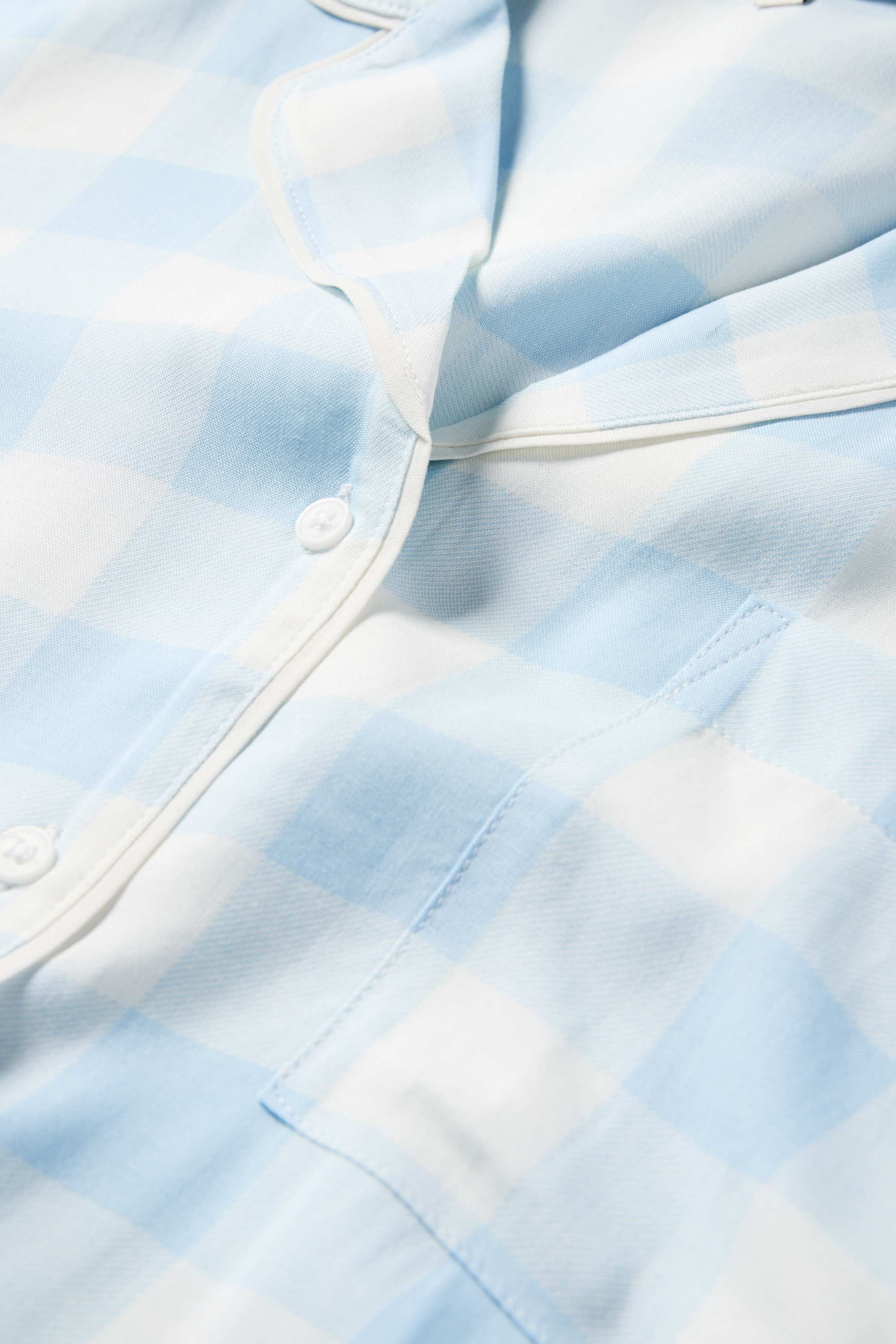 Viscose nightdress - check white / light blue