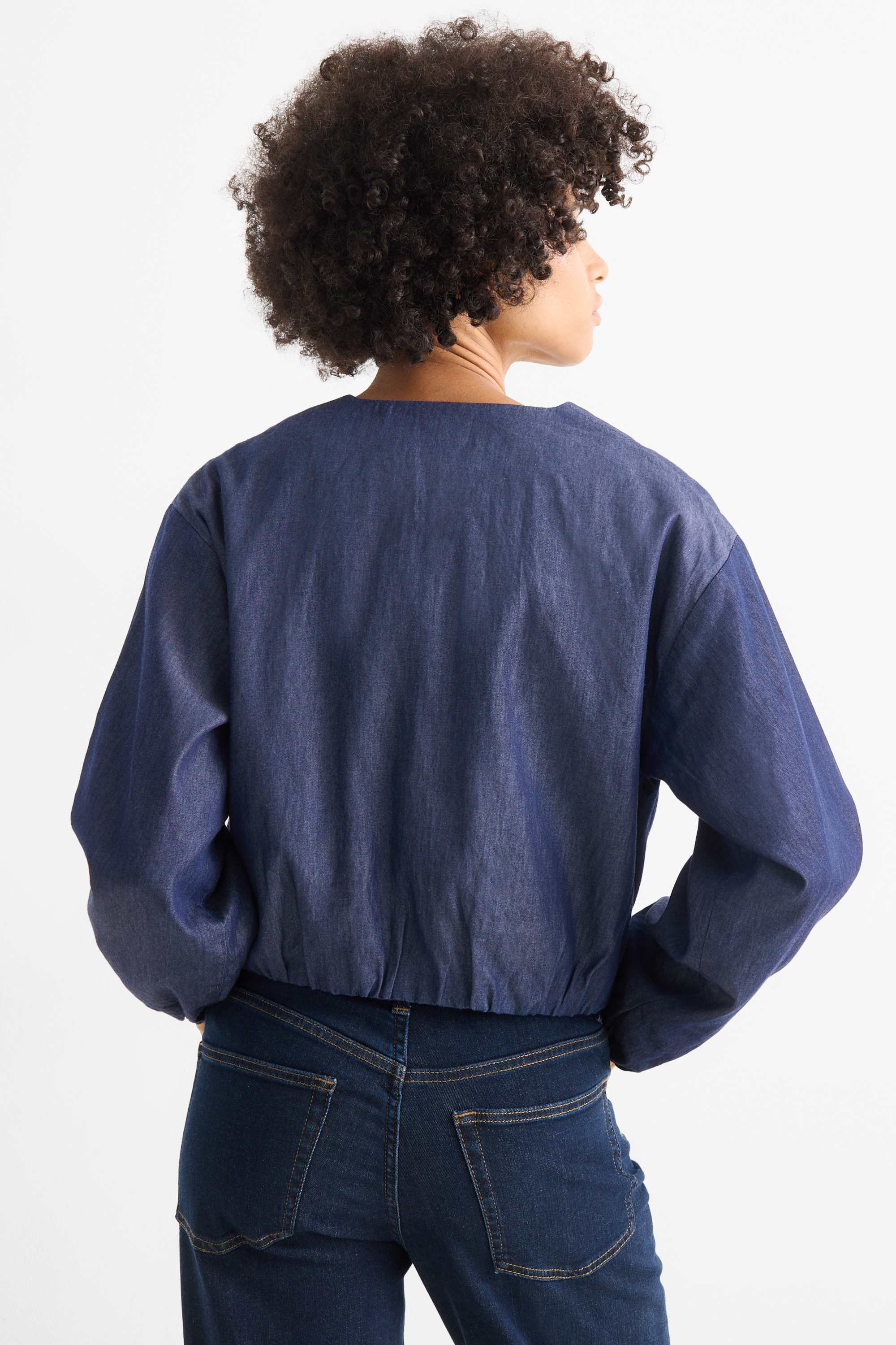 Denim bomber jacket dark blue