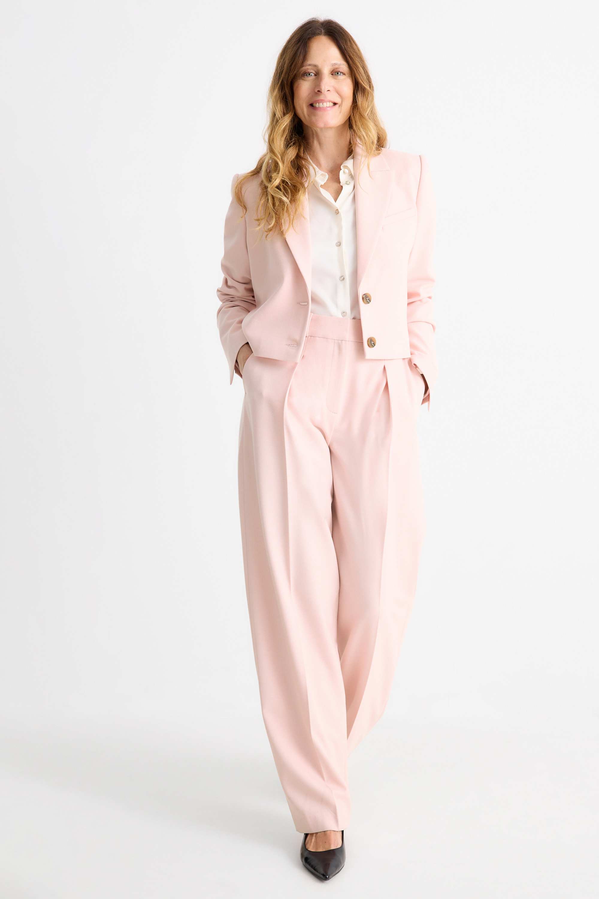 Business trousers - high-rise waist - regular fit rose
